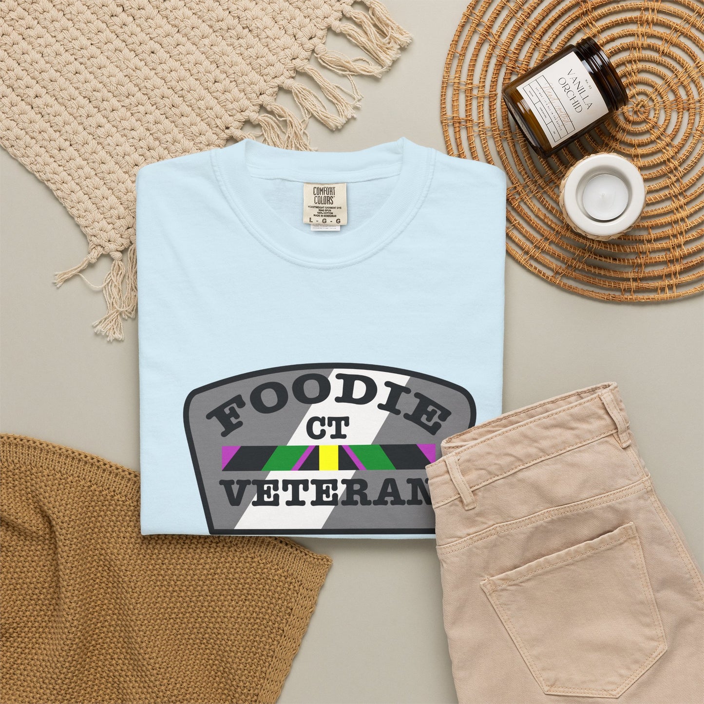 L.O.E.F Foodie Veteran CT Unisex Tee Shirt (Gray)