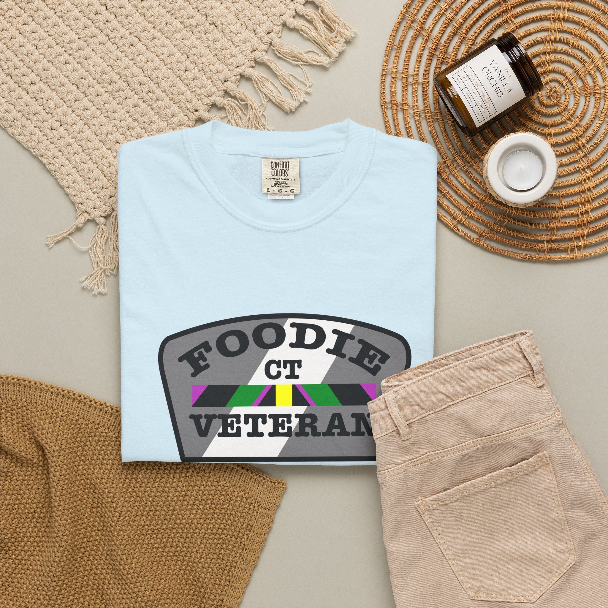 L.O.E.F Foodie Veteran CT Unisex Tee Shirt (Gray)
