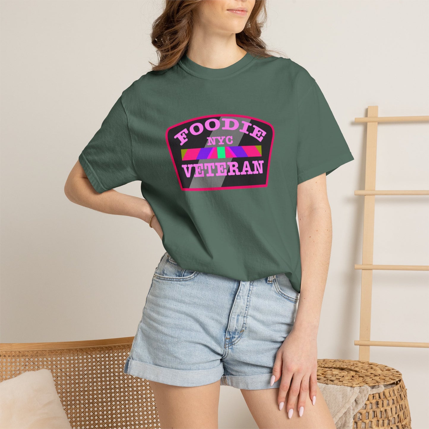 L.O.E.F Foodie Veteran NYC Unisex Tee Shirt (Pink)