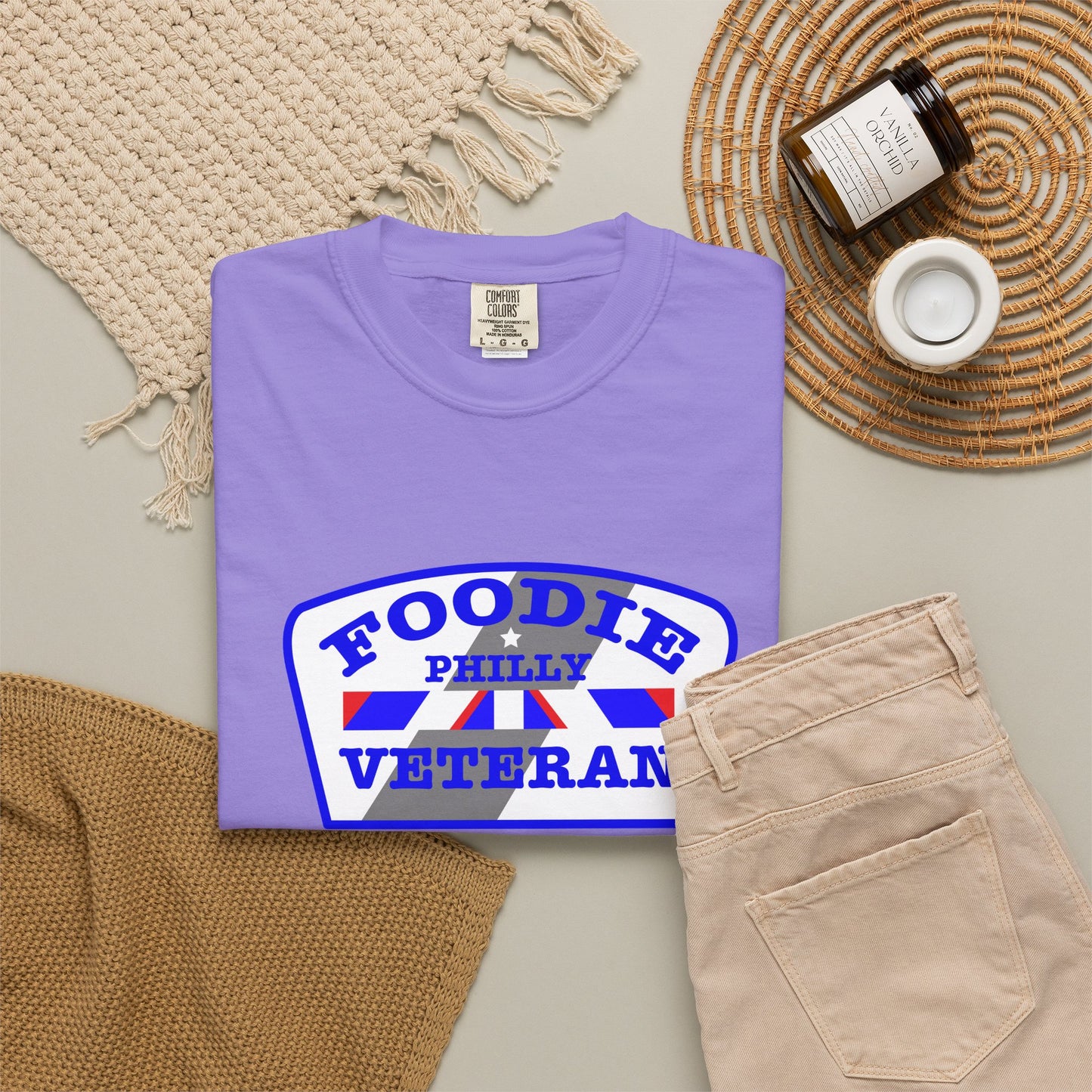 L.O.E.F Foodie Veteran PHILLY Unisex Tee Shirt (Blue)