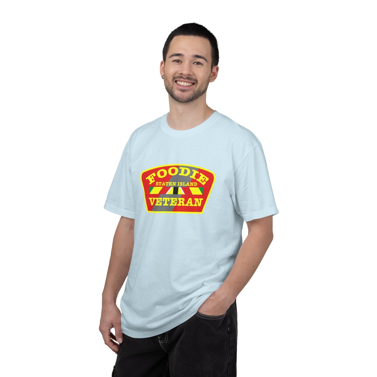 L.O.E.F Foodie Veteran STATEN ISLAND Unisex Tee Shirt (Yellow)