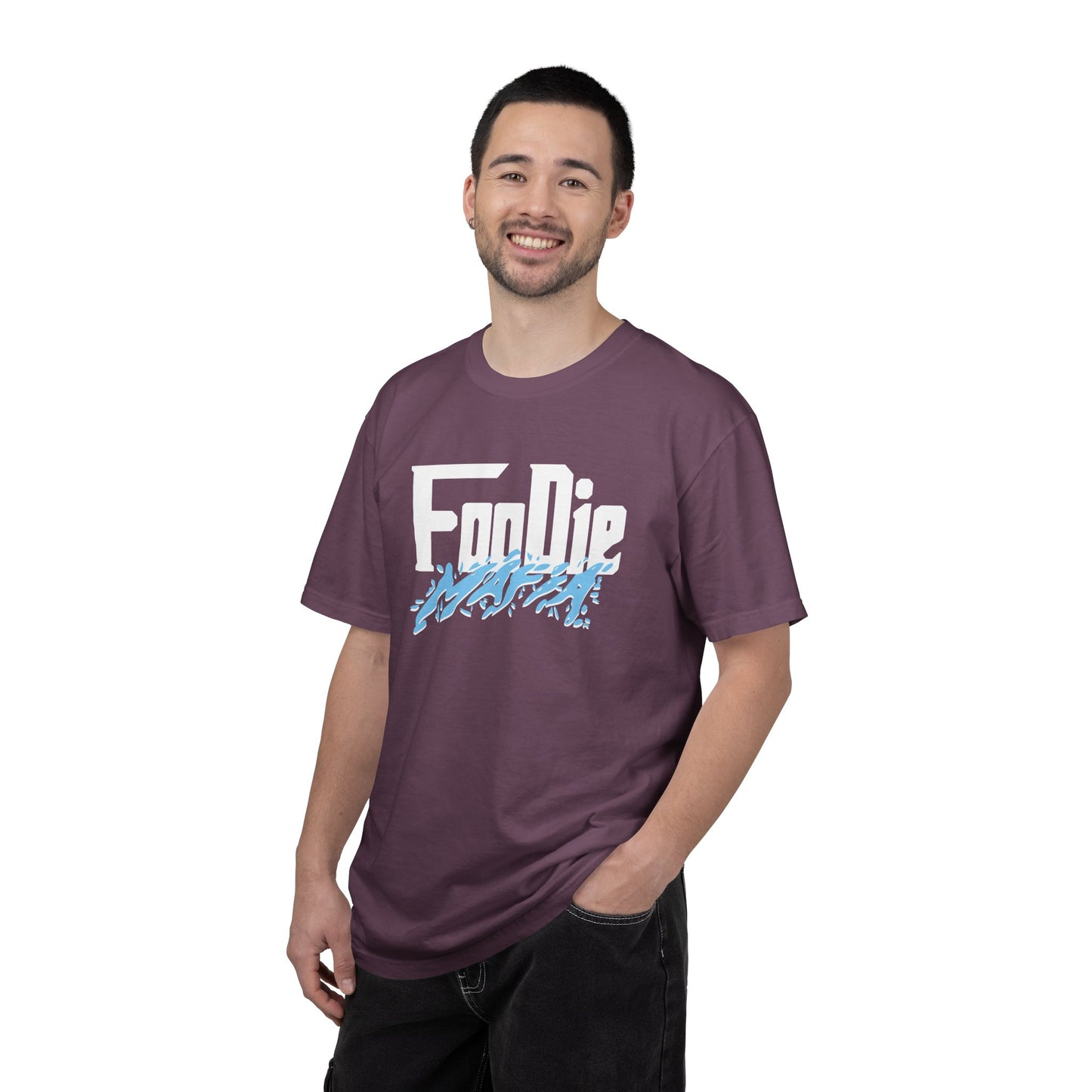 L.O.E.F White Foodie Mafia Unisex Tee Shirt (Sky Blue)