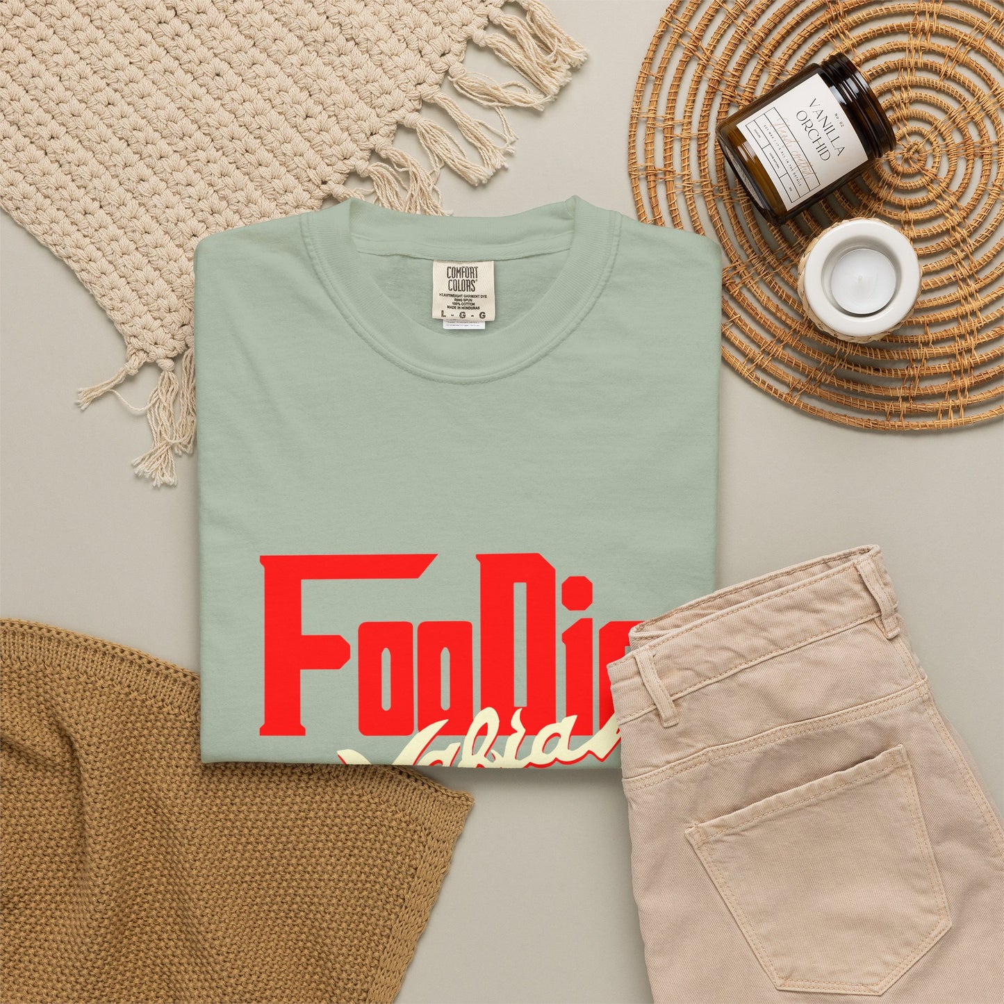 L.O.E.F Red Foodie Mafia Unisex Tee Shirt (Cream)