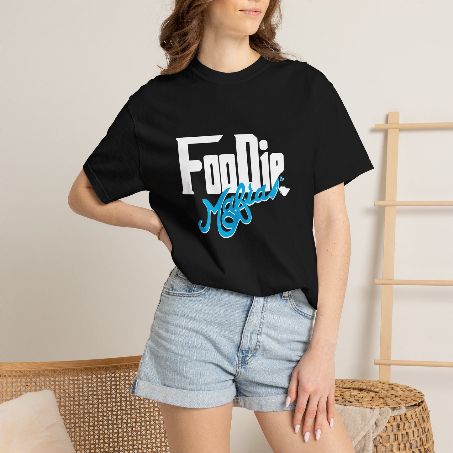 L.O.E.F White Foodie Mafia Unisex Tee shirt (Apricot)