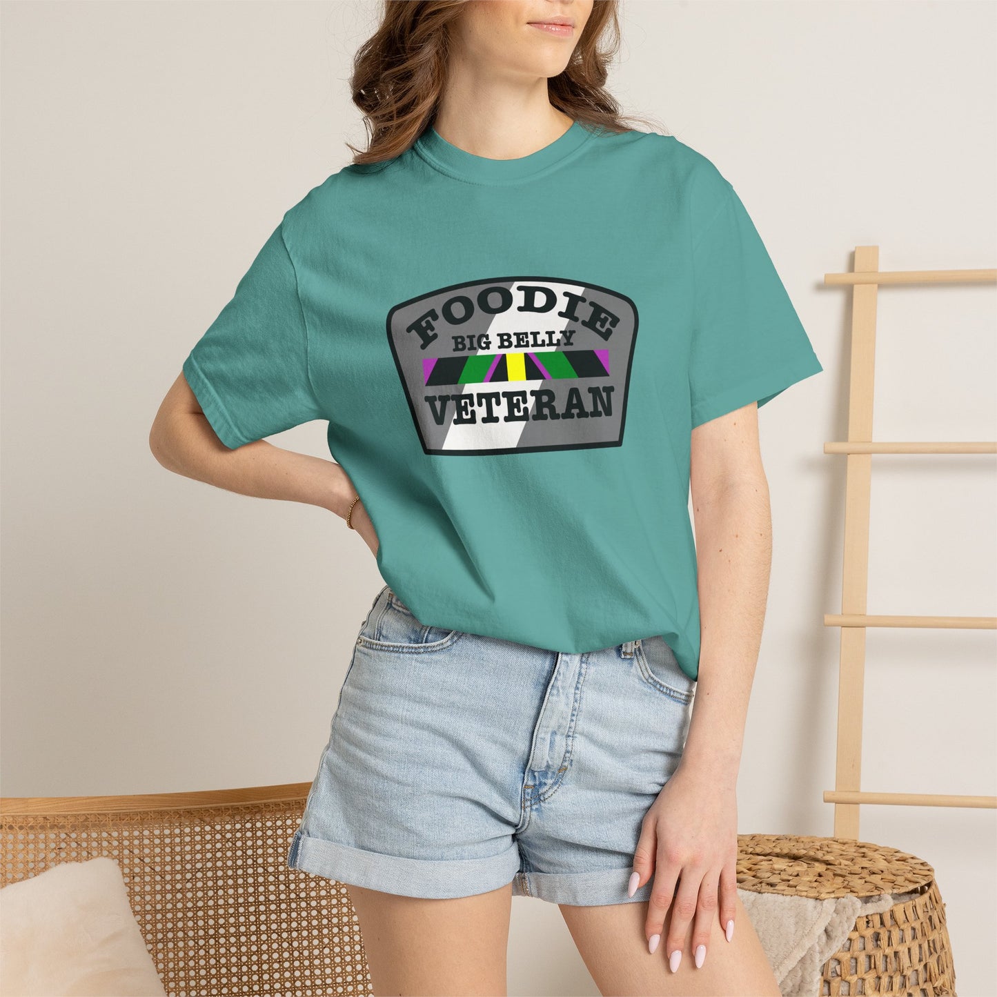 L.O.E.F Foodie Veteran Big Belly Unisex Tee Shirt (Gray)