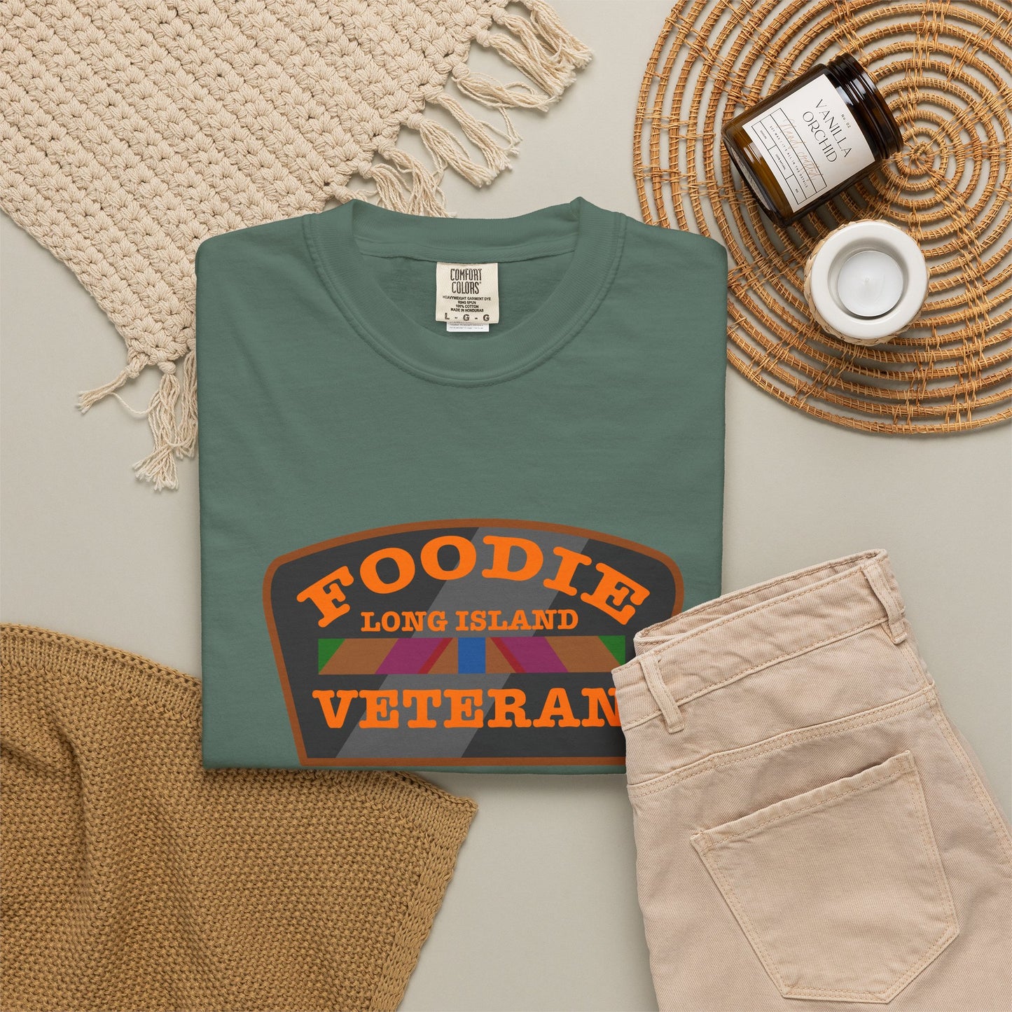 L.O.E.F Foodie Veteran Long Island Unisex Tee Shirt (Orange)