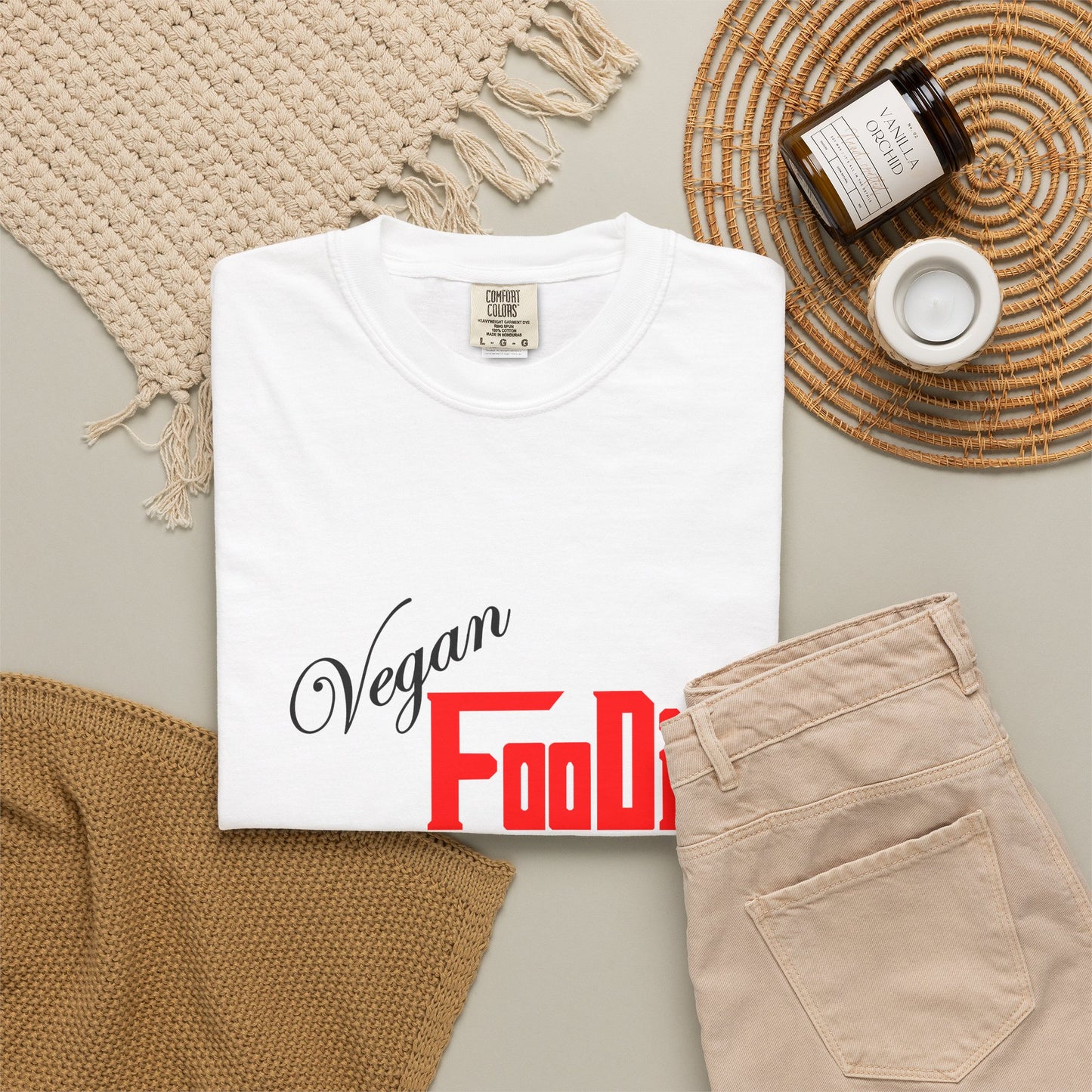 L.O.E.F Unisex Vegan Foodie Tee Shirt (Fiery Red)