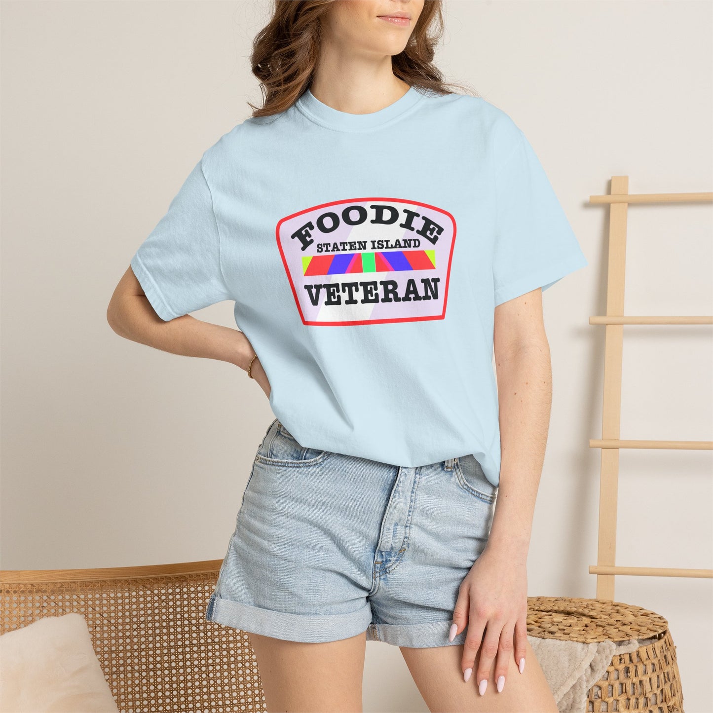 L.O.E.F Foodie Veteran STATEN ISLAND Unisex Tee Shirt (Soft Pink)