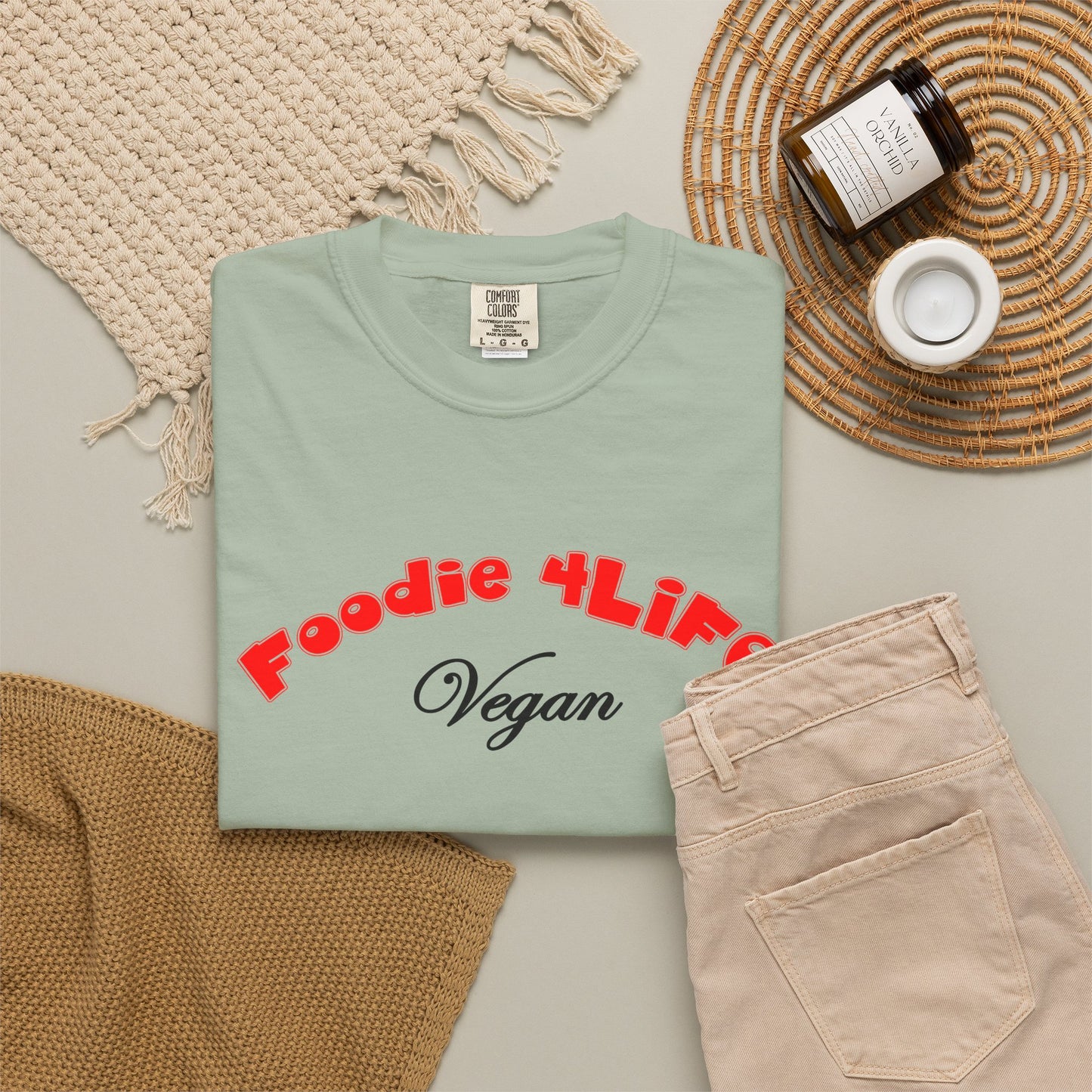 L.O.E.F Foodie 4Life Vegan Unisex Tee Shirt (Fiery Red)