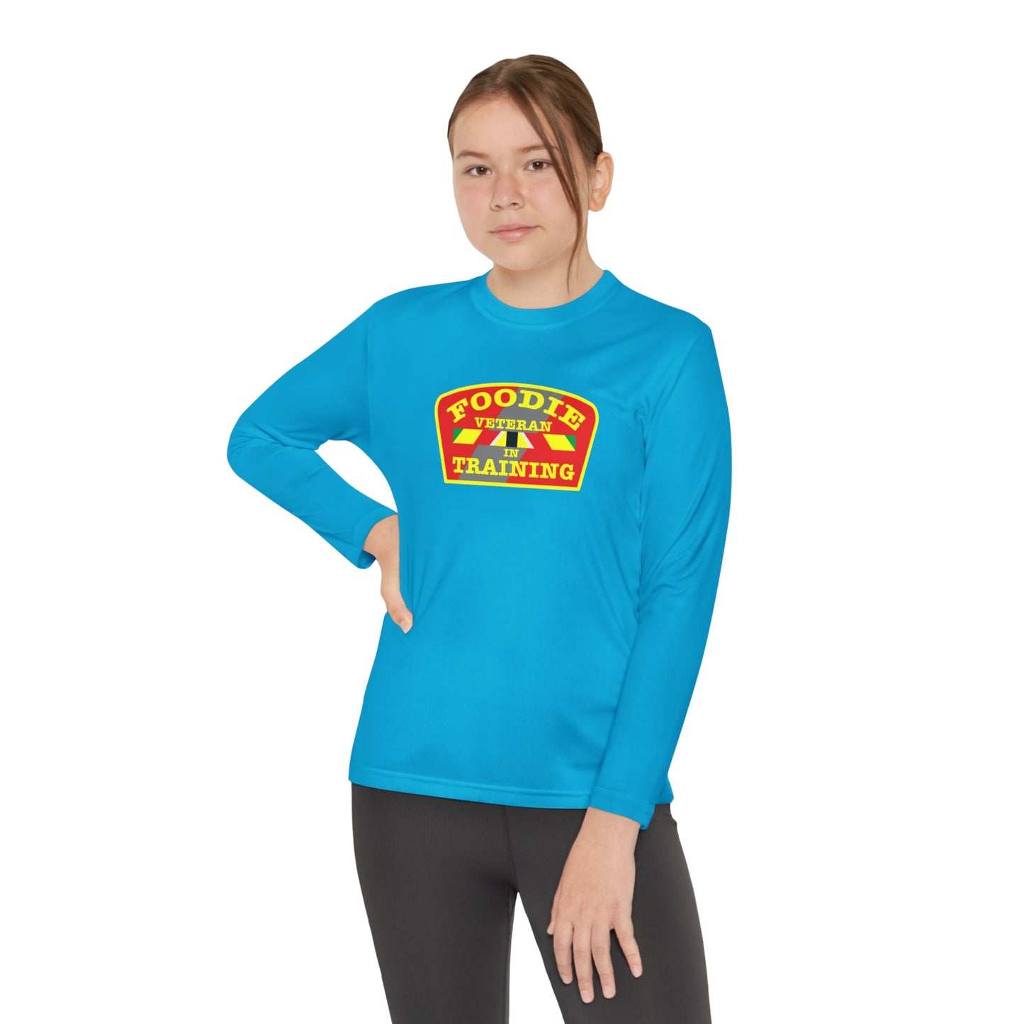 L.O.E.F Foodie Veteran In Training Youth Long Sleeve Tee (Yellow and Red)