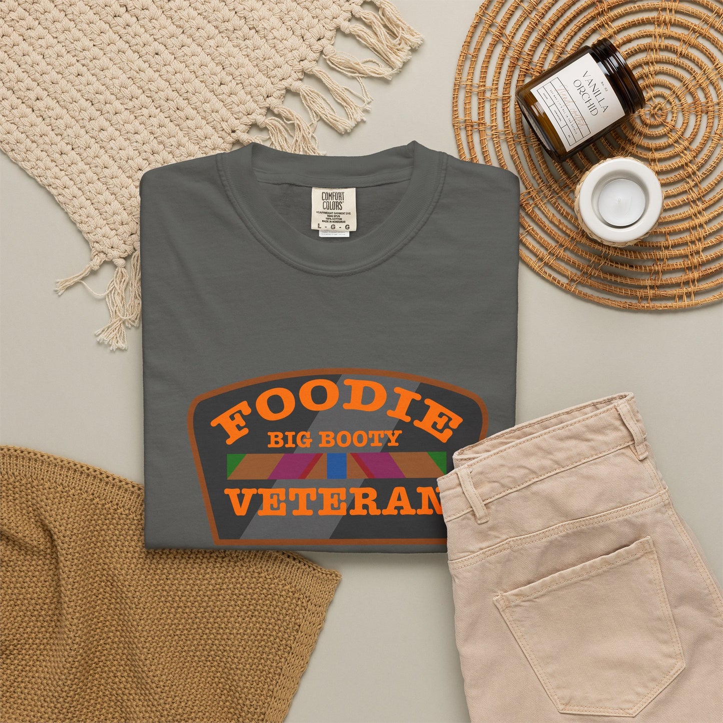 L.O.E.F Foodie Veteran BIG BOOTY Unisex Tee Shirt (Orange)