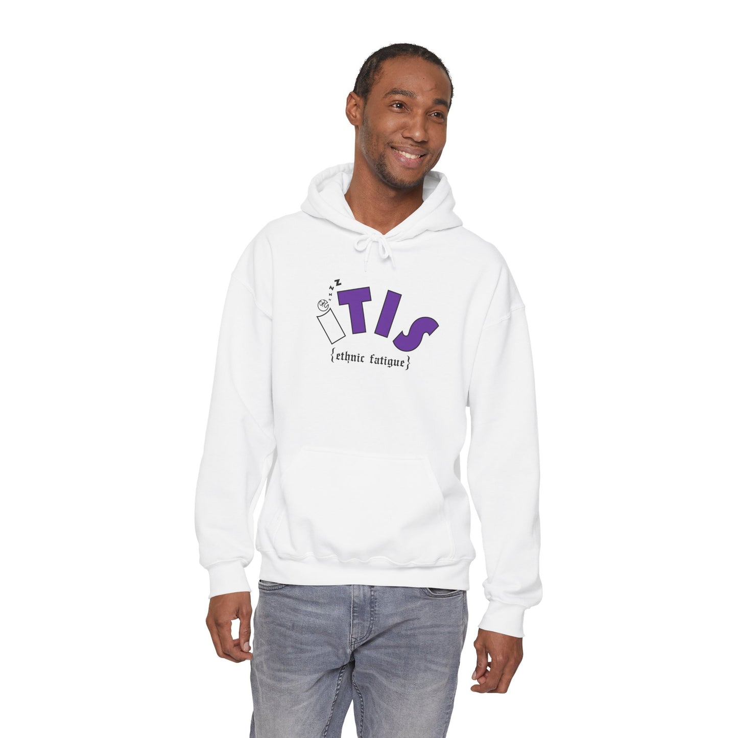 L.O.E.F ITIS Unisex Hooded Sweatshirt (White and Purple)