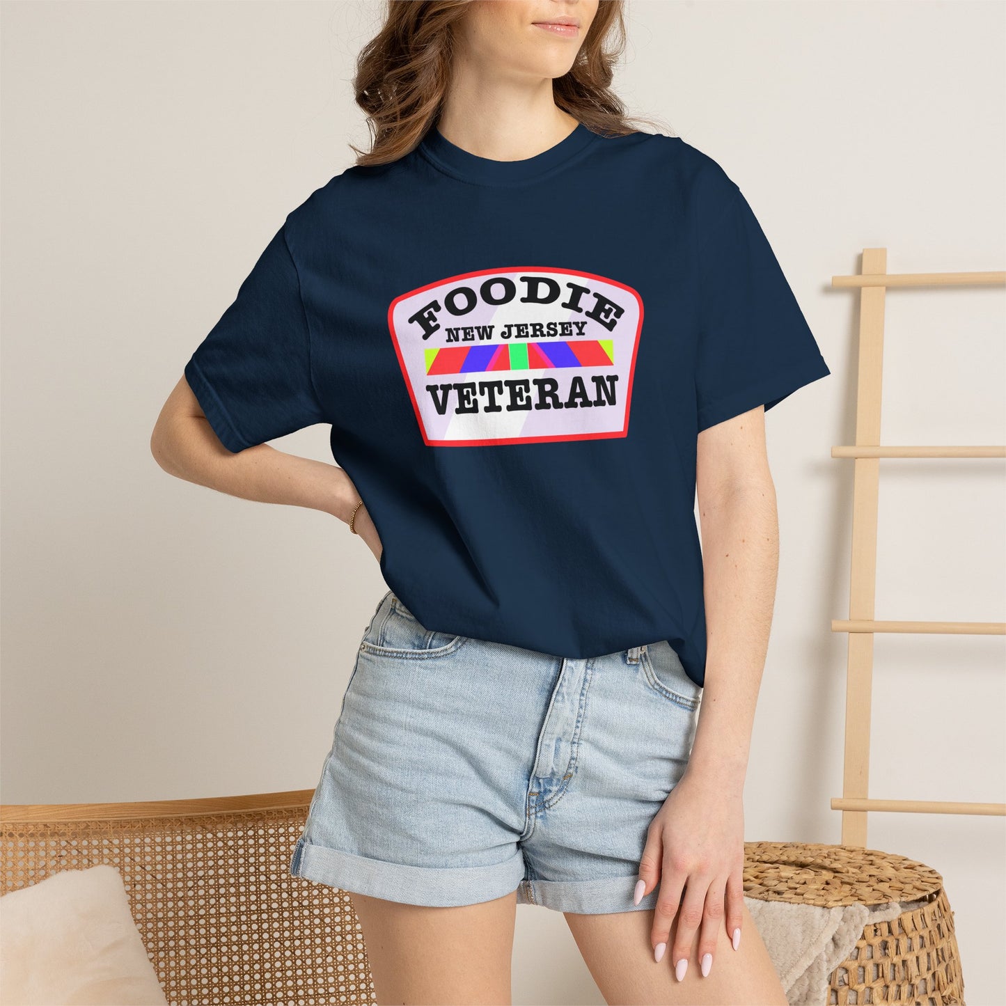 L.O.E.F Foodie Veteran NEW JERSEY Unisex Tee Shirt (Soft Pink)