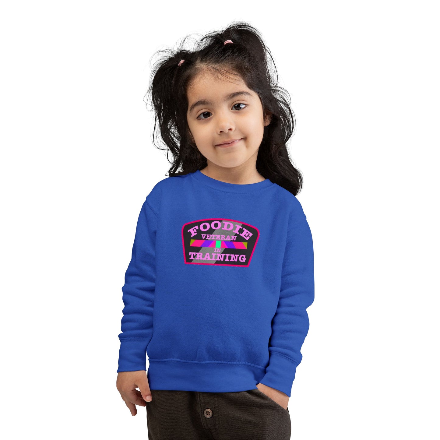 L.O.E.F Foodie Veteran In Training Toddler Sweatshirt (Pink)