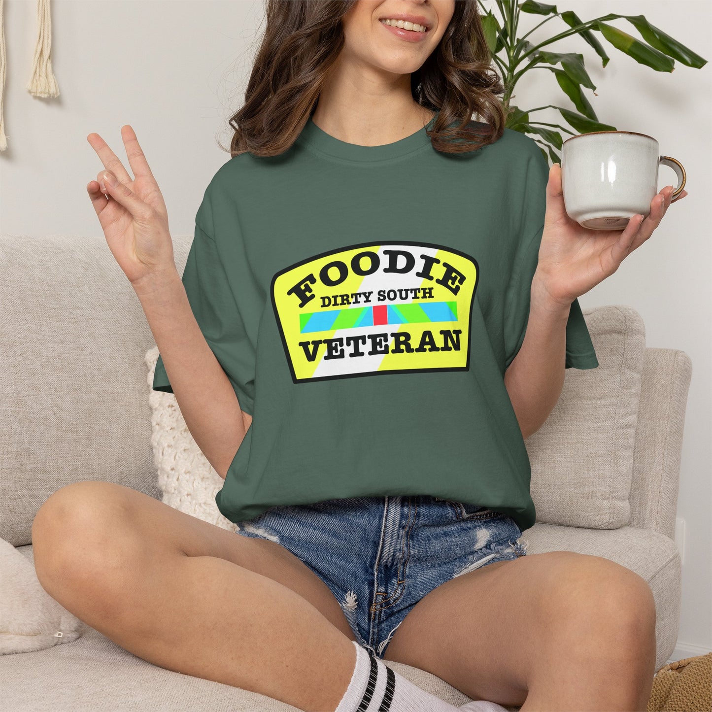 L.O.E.F Foodie Veteran DIRTY SOUTH Unisex Tee Shirt (Yellow and Black)