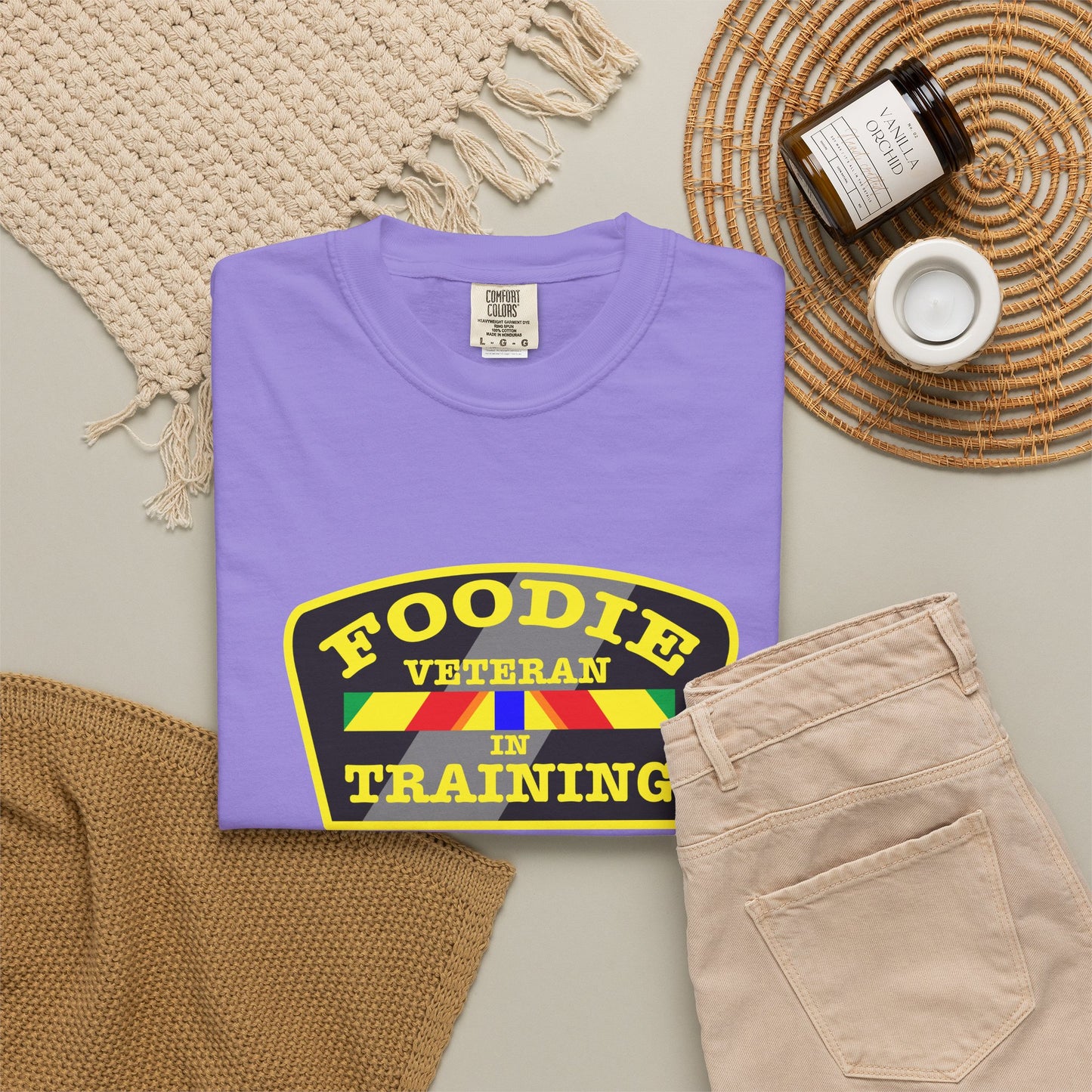 L.O.E.F Foodie Veteran IN TRAINING Unisex Tee Shirt (Yellow)