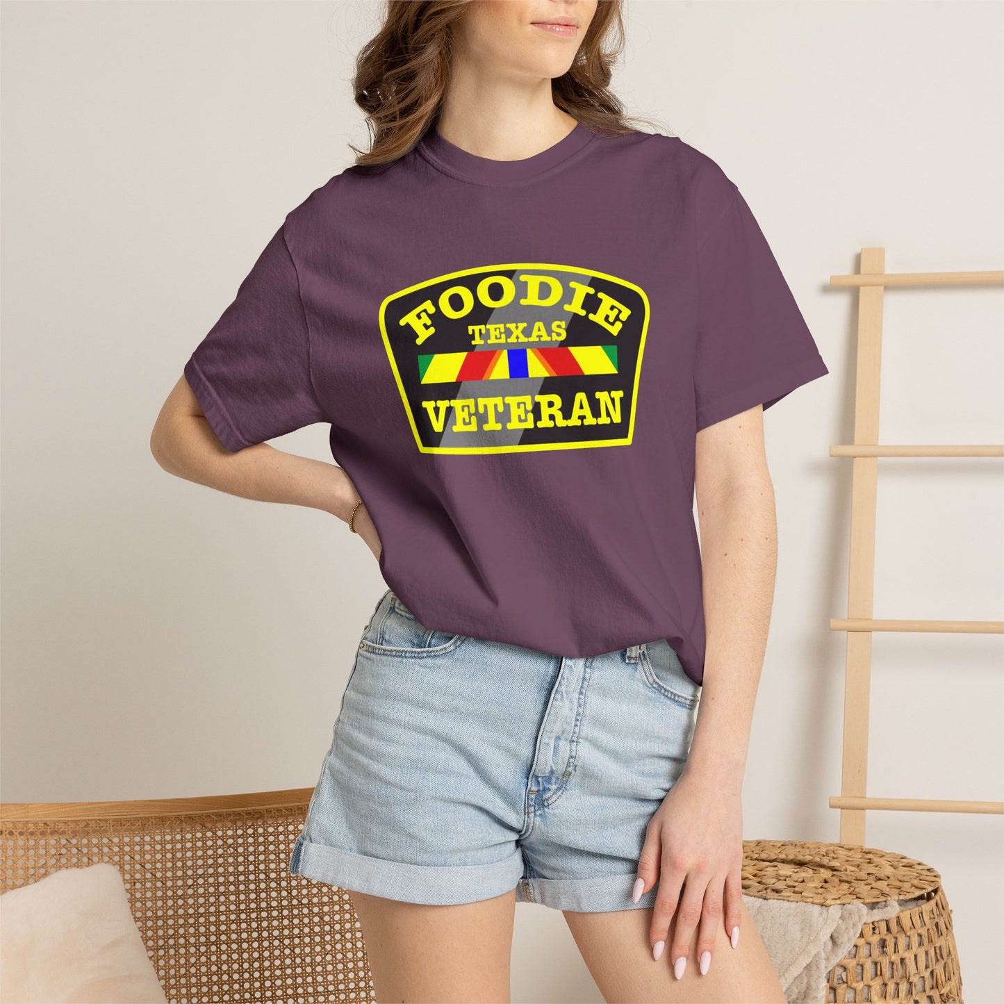 L.O.E.F Foodie Veteran TEXAS Unisex Tee Shirt (Yellow)