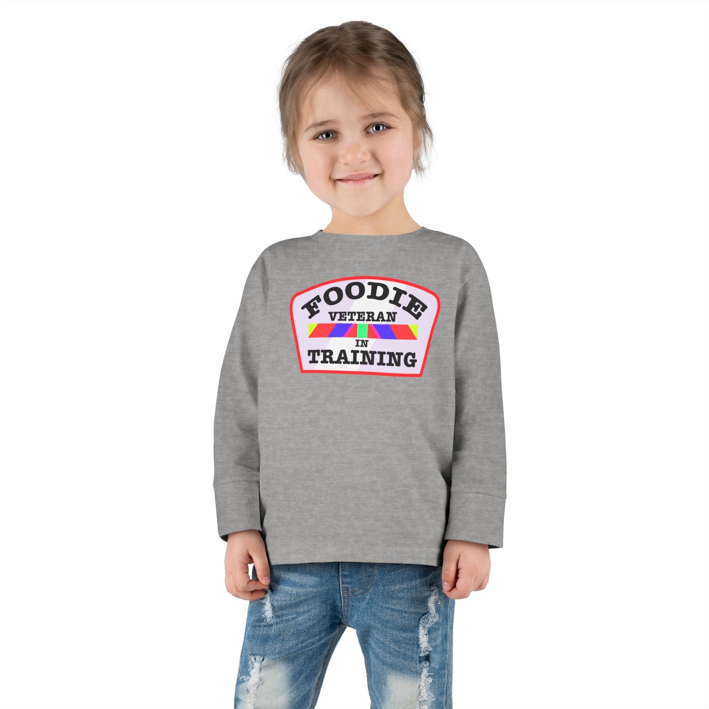 L.O.E.F Foodie Veteran In Training Toddler Long Sleeve Tee (Soft Pink)