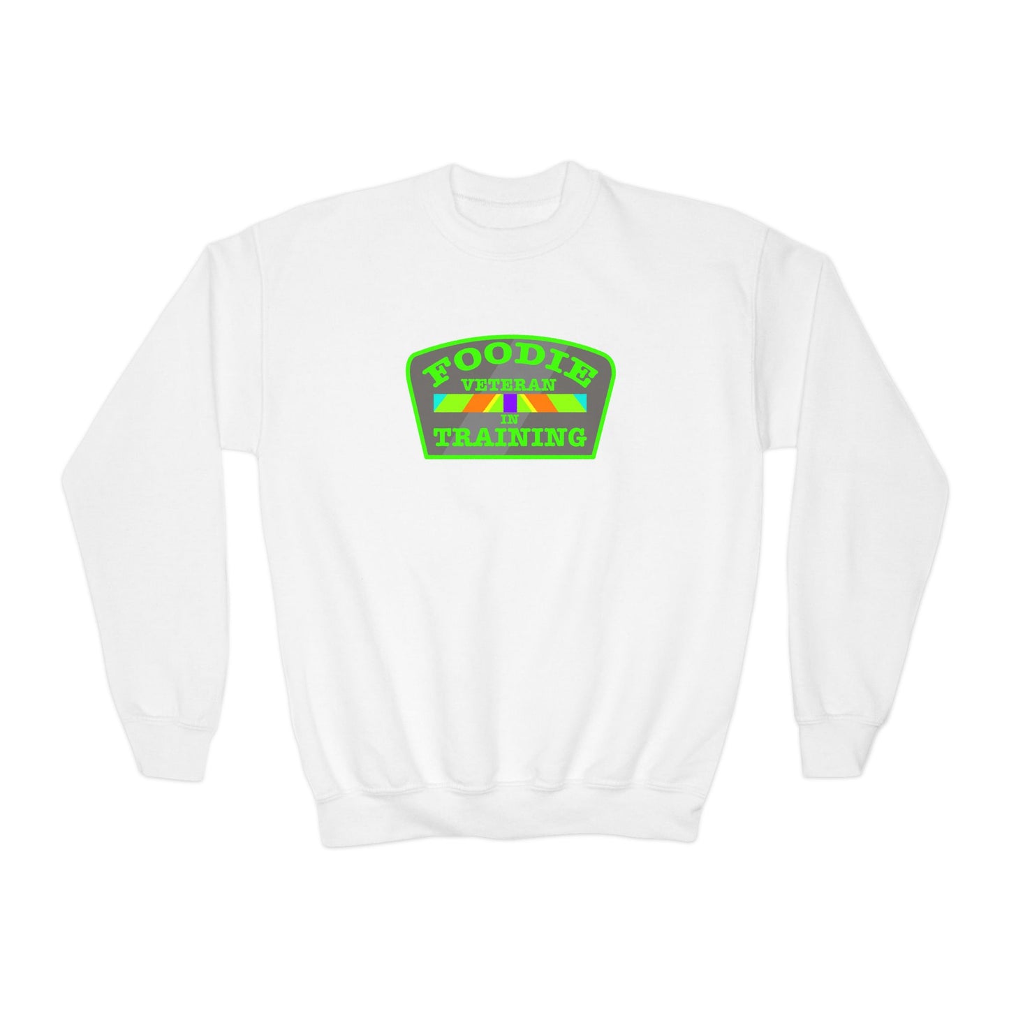 L.O.E.F Foodie Veteran In Training Kids Sweatshirt (Neon Green)