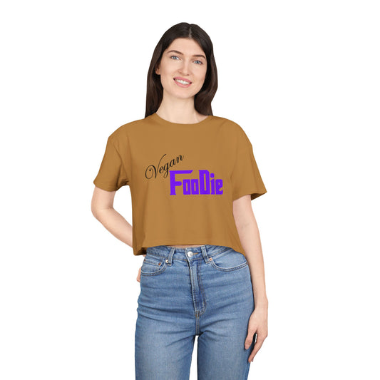 L.O.E.F Women Vegan Foodie Crop Tee (Violet)