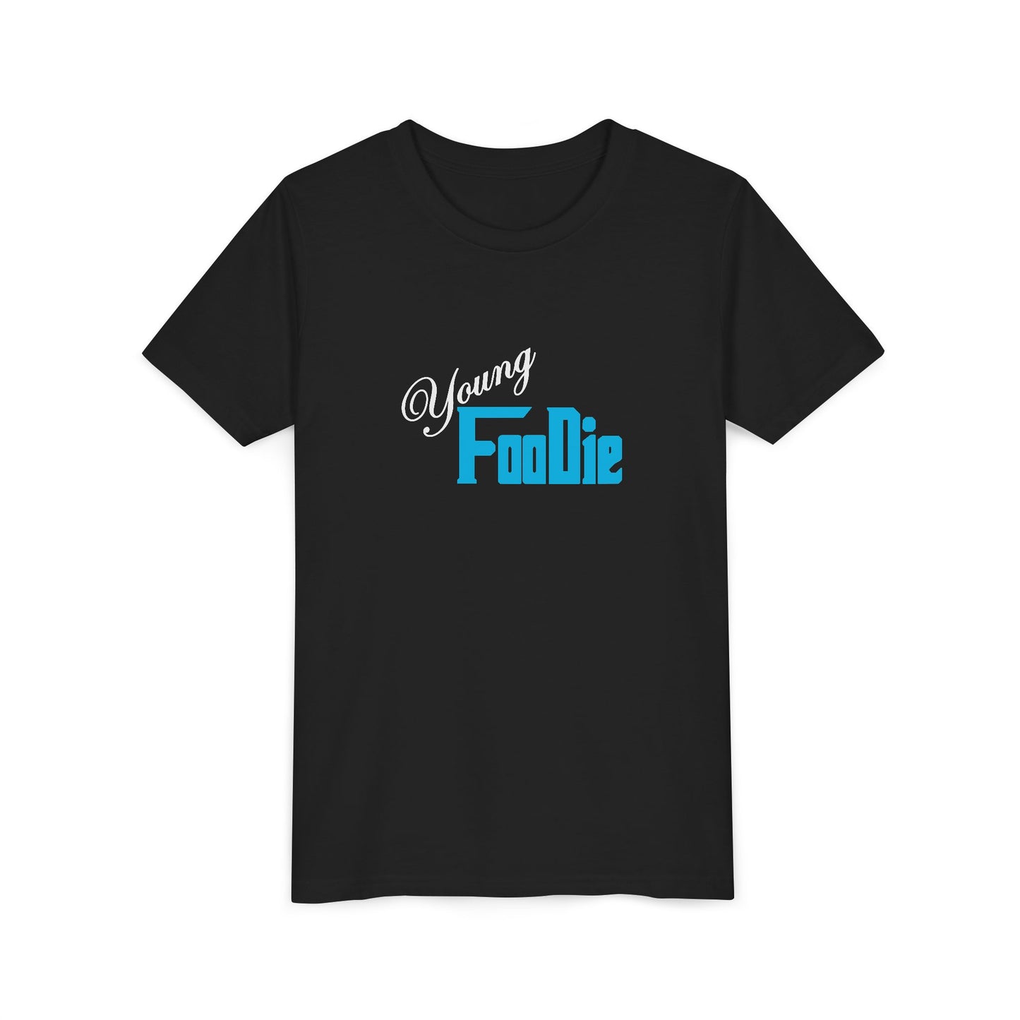L.O.E.F White Young Foodie Youth Short Sleeve Tee (Neon Blue)