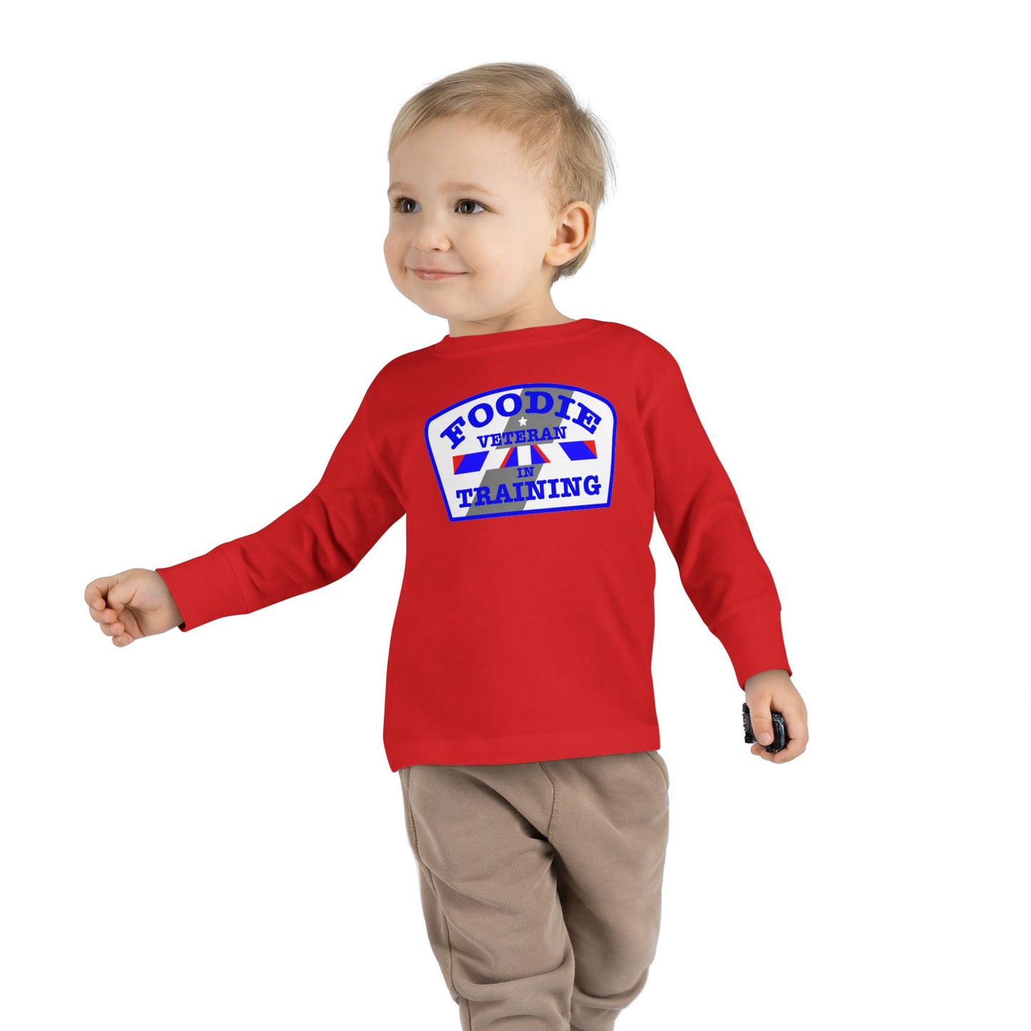 L.O.E.F Foodie Veteran In Training Toddler Long Sleeve Tee (Blue)
