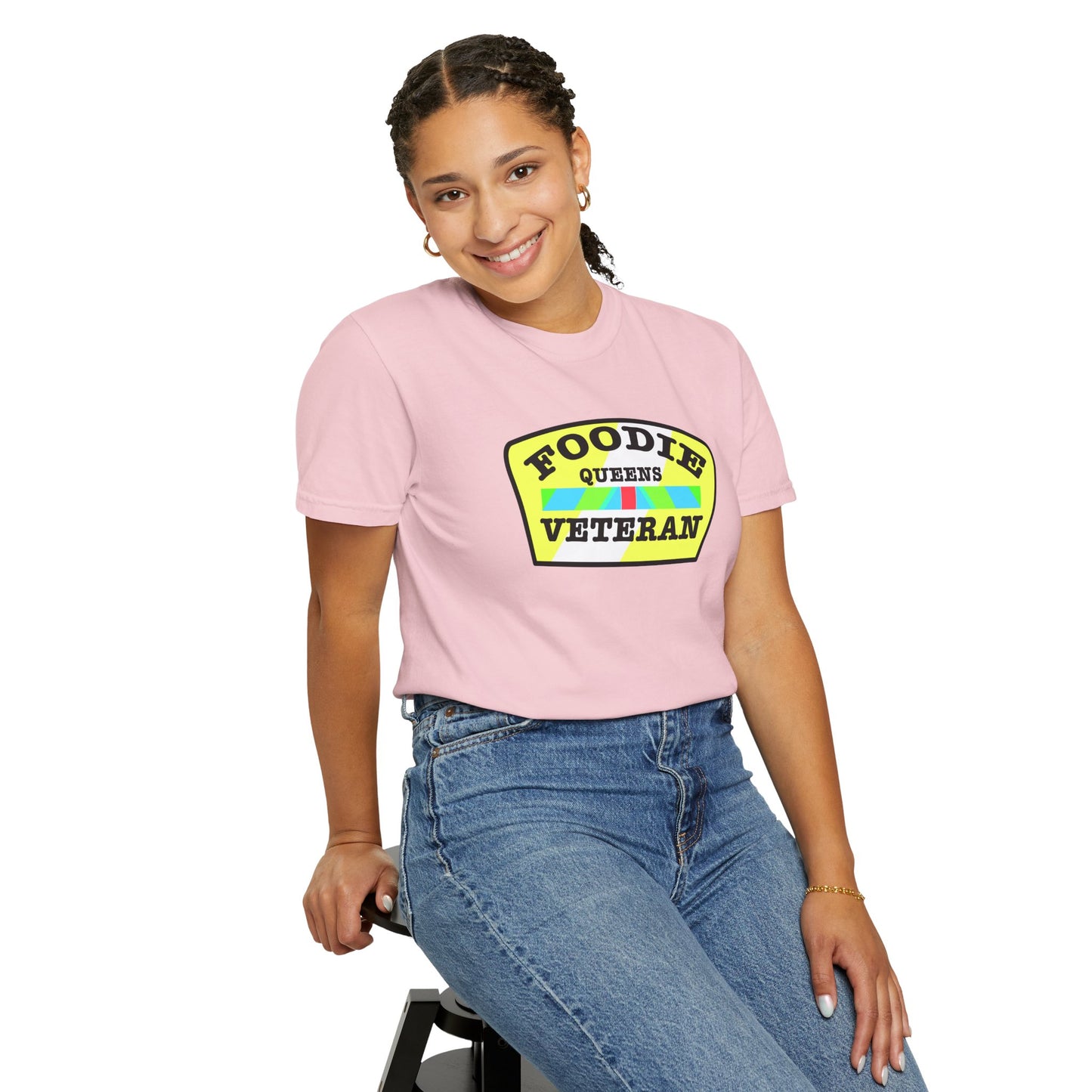 L.O.E.F Foodie Veteran QUEENS Unisex Tee Shirt (Yellow and Black)