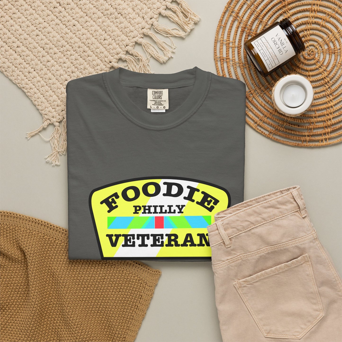 L.O.E.F Foodie Veteran PHILLY Unisex Tee Shirt (Yellow and Black)