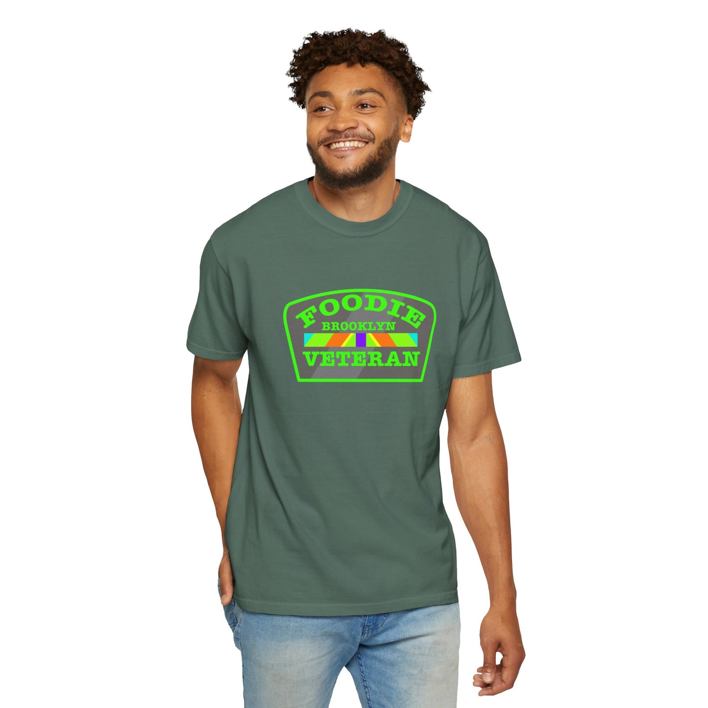 L.O.E.F Foodie Veteran BROOKLYN Unisex Tee Shirt (Neon Green)