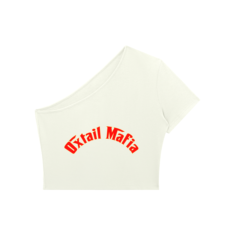 L.O.E.F. Life Oxtail Mafia Women's One-Shoulder Crop T-Shirt