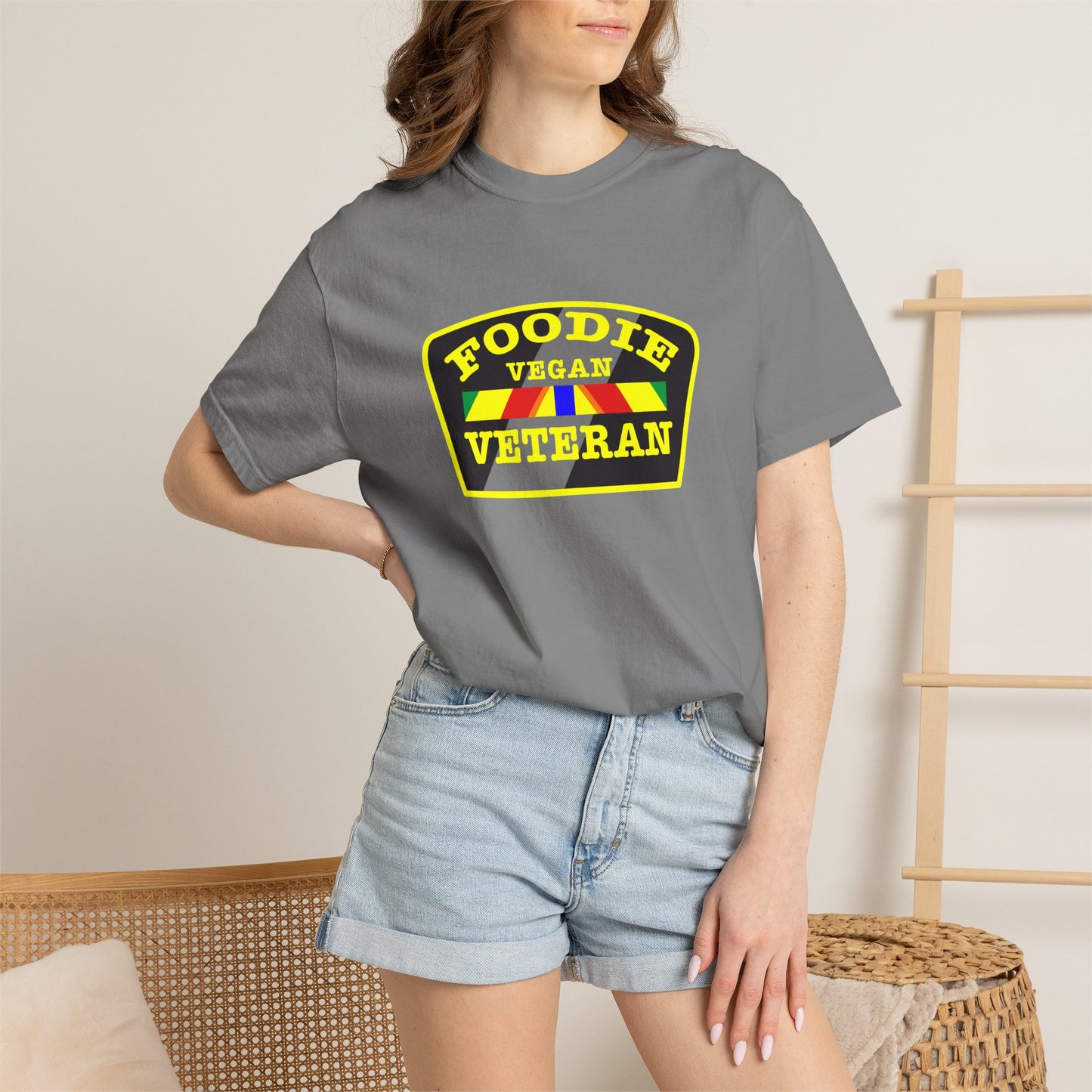 L.O.E.F Foodie Veteran VEGAN Unisex Tee Shirt (Yellow)