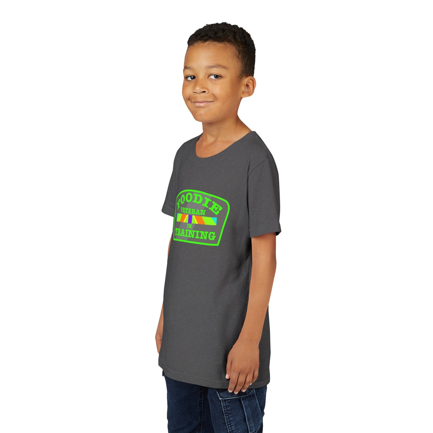 L.O.E.F Foodie Veteran In Training Kids Tee Shirt (Neon Green)