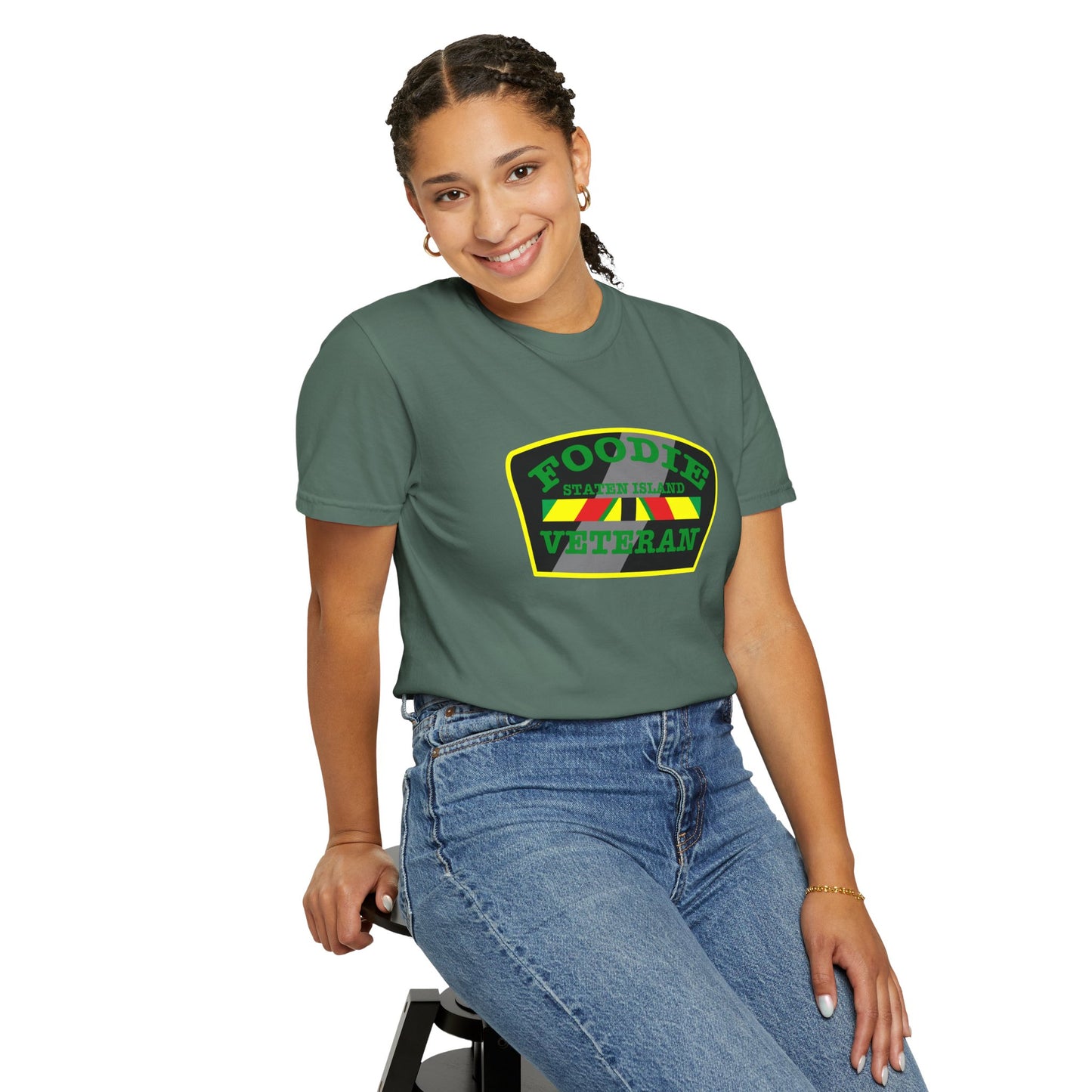L.O.E.F Foodie Veteran STATEN ISLAND Unisex Tee Shirt (Green)