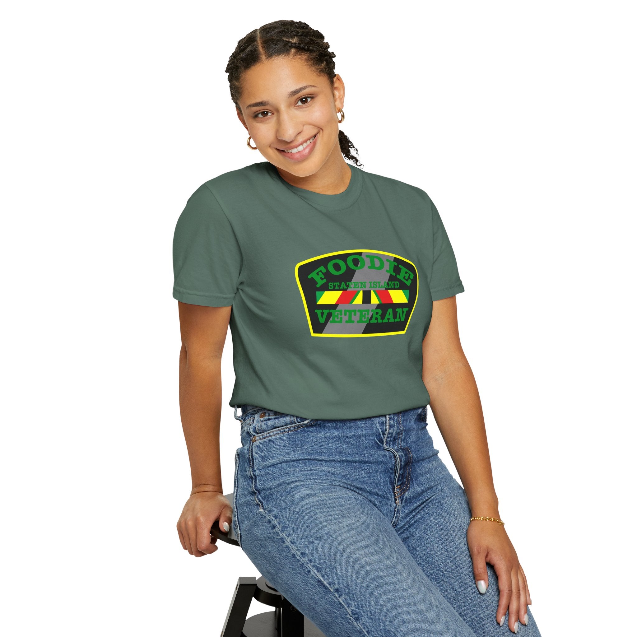 L.O.E.F Foodie Veteran STATEN ISLAND Unisex Tee Shirt (Green)