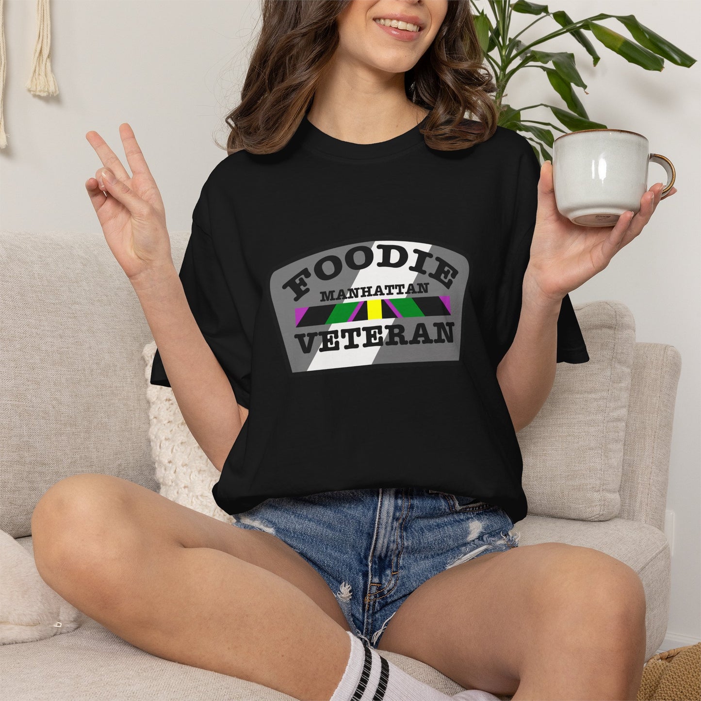 L.O.E.F Foodie Veteran Manhattan Unisex Tee Shirt (Gray)