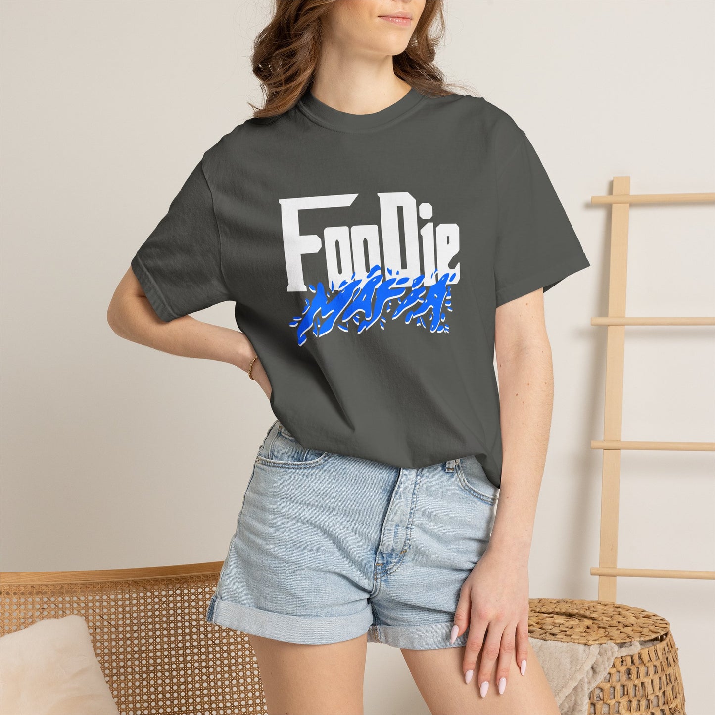 L.O.E.F White Foodie Mafia Unisex Tee Shirt (Blue)