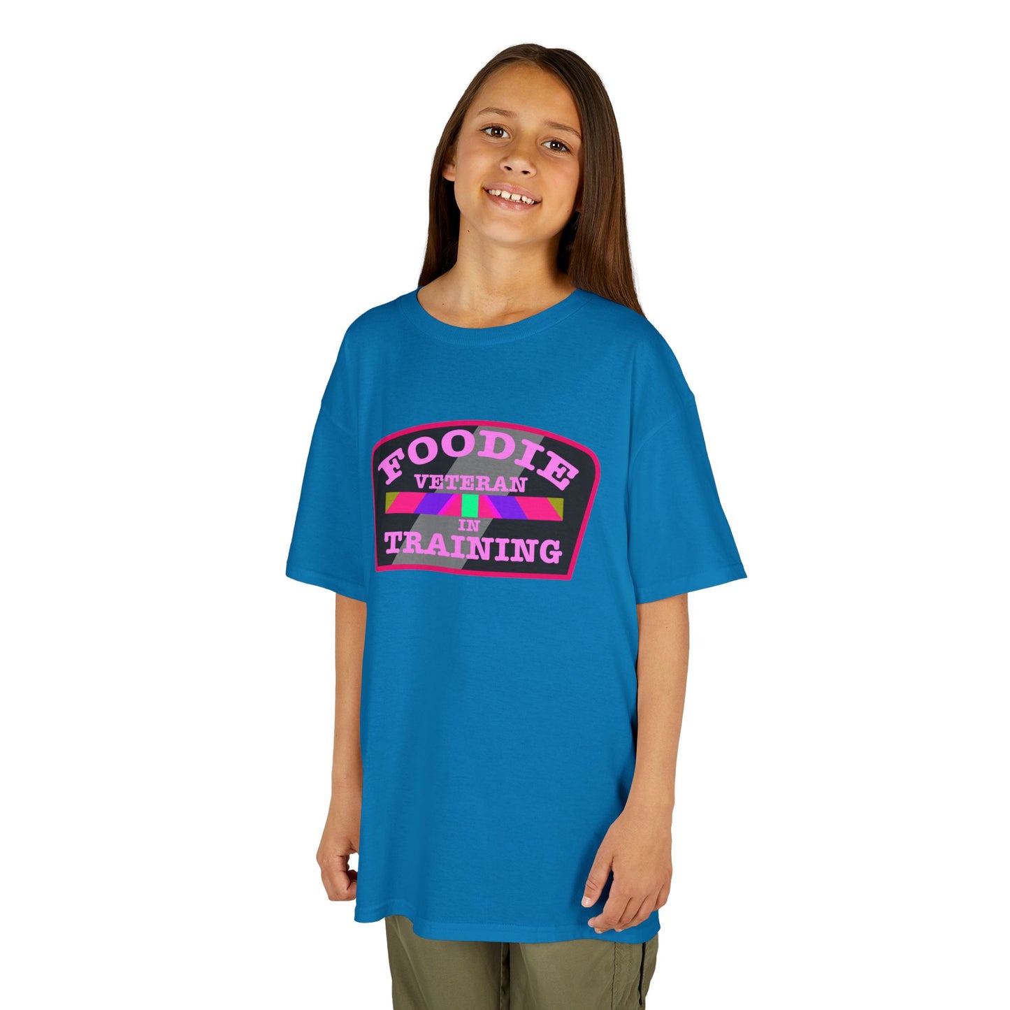 L.O.E.F Foodie Veteran In Training Kids Tee Shirt (Pink)