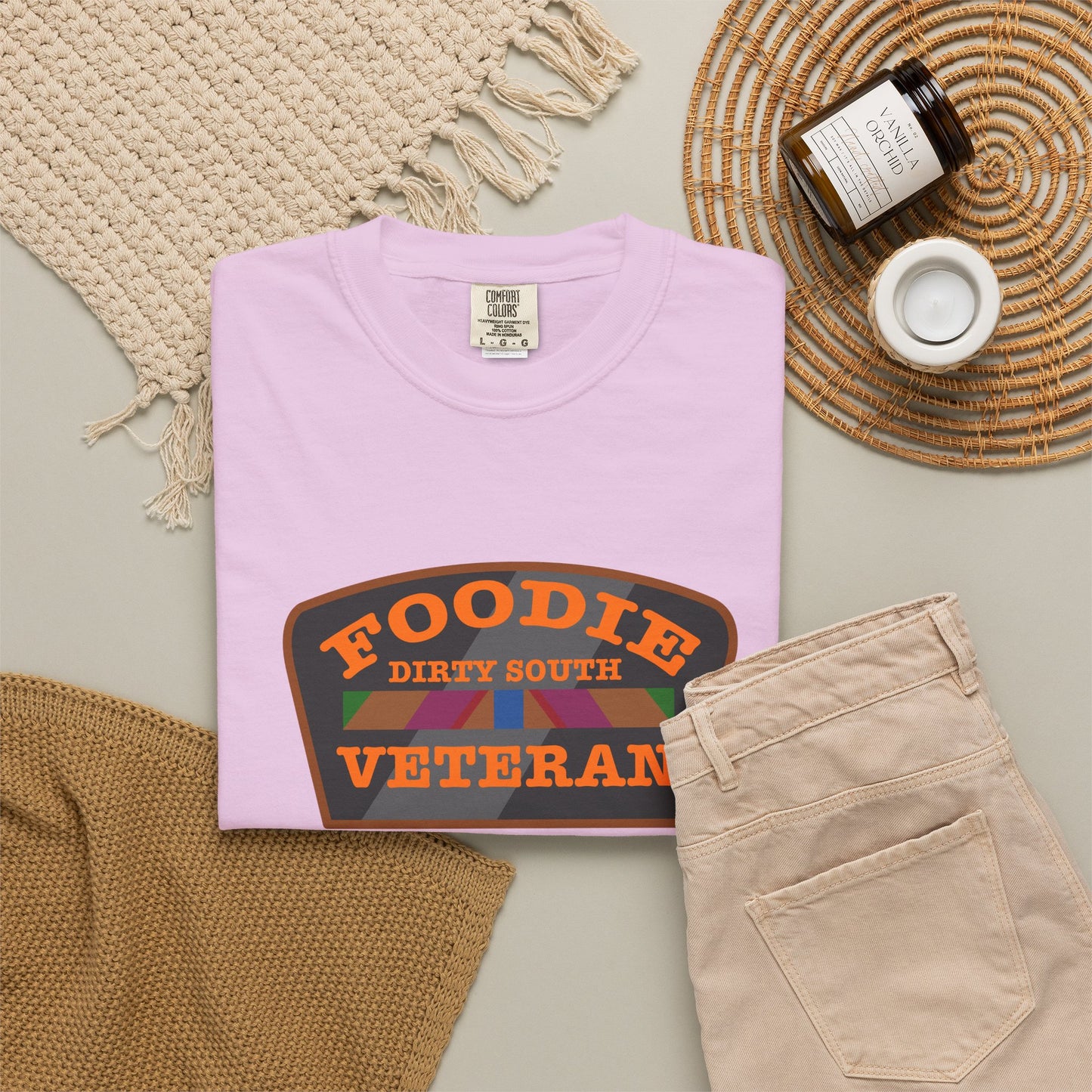 L.O.E.F Foodie Veteran DIRTY SOUTH Unisex Tee Shirt (Orange)