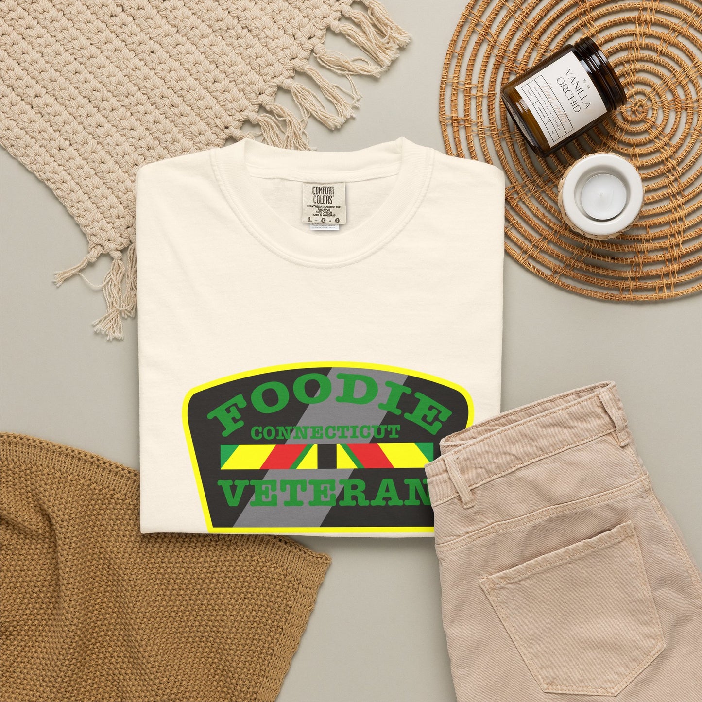 L.O.E.F Foodie Veteran CONNECTICUT Unisex Tee Shirt (Green)