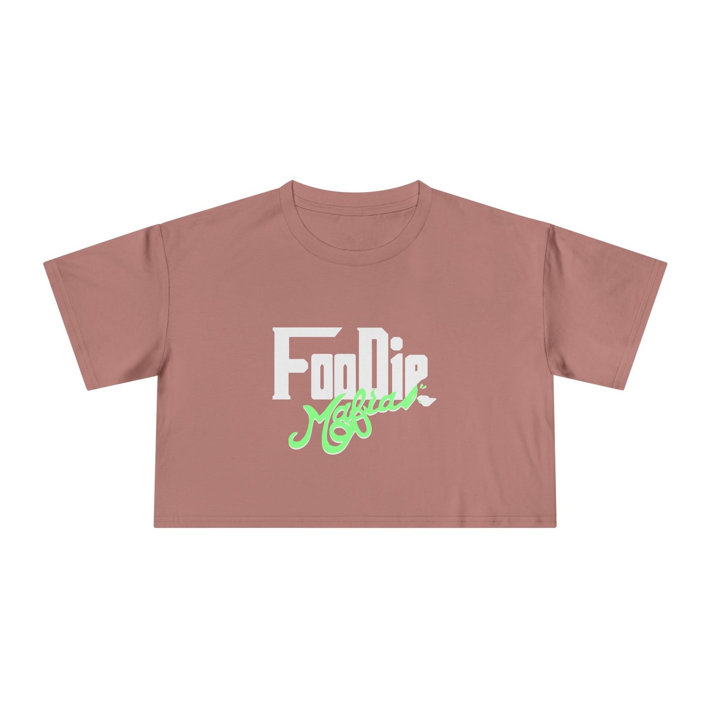 L.O.E.F White Foodie Mafia Women Crop Tee (Mint Green)