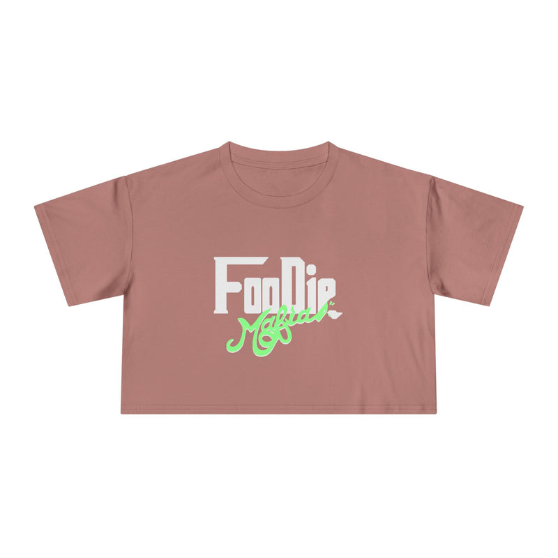 L.O.E.F White Foodie Mafia Women Crop Tee (Mint Green)