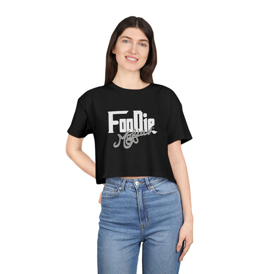 L.O.E.F White Foodie Mafia Women Crop Tee (Dark Grey)