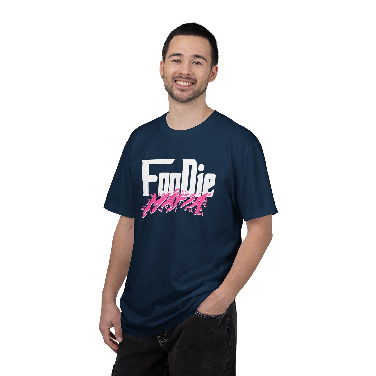 L.O.E.F White Foodie Mafia Unisex Tee Shirt (Hot Pink)