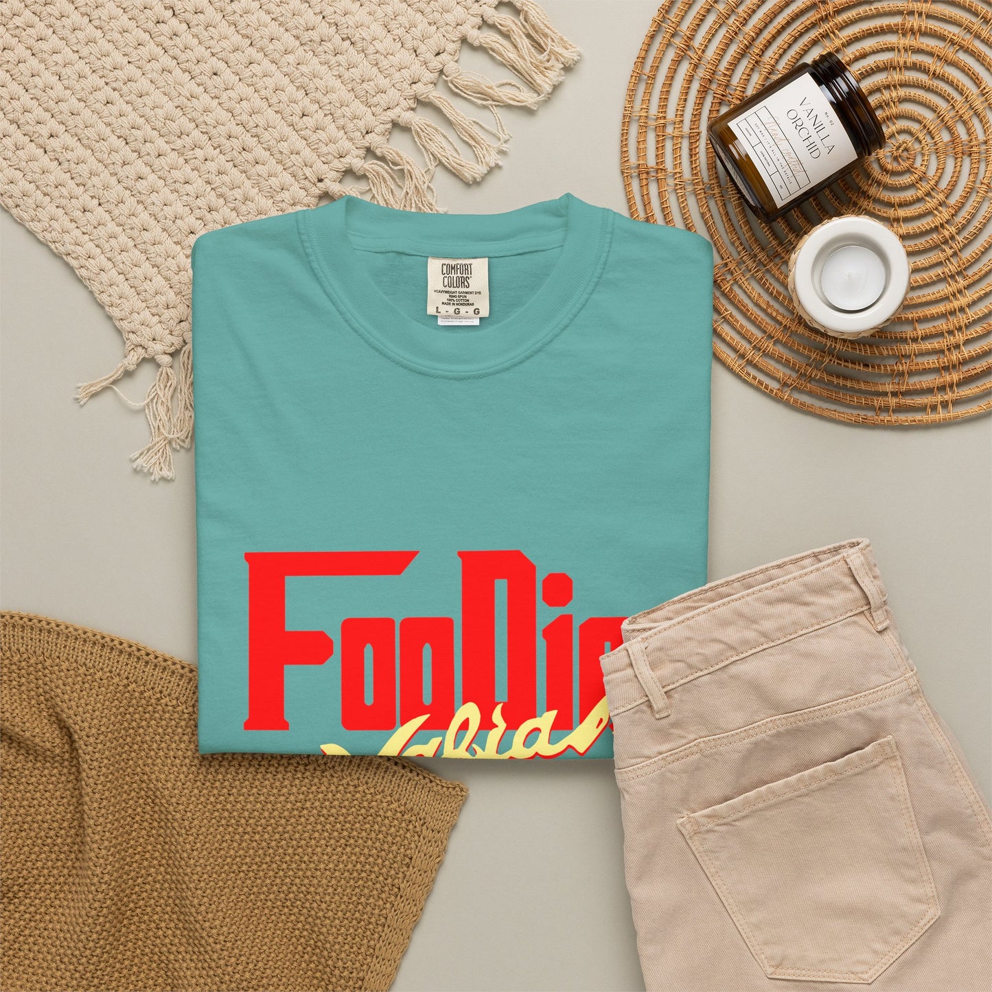 L.O.E.F Red Foodie Mafia Unisex Tee Shirt (Soft Yellow)