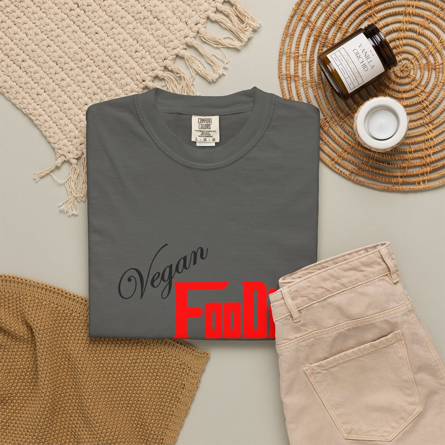 L.O.E.F Unisex Vegan Foodie Tee Shirt (Fiery Red)