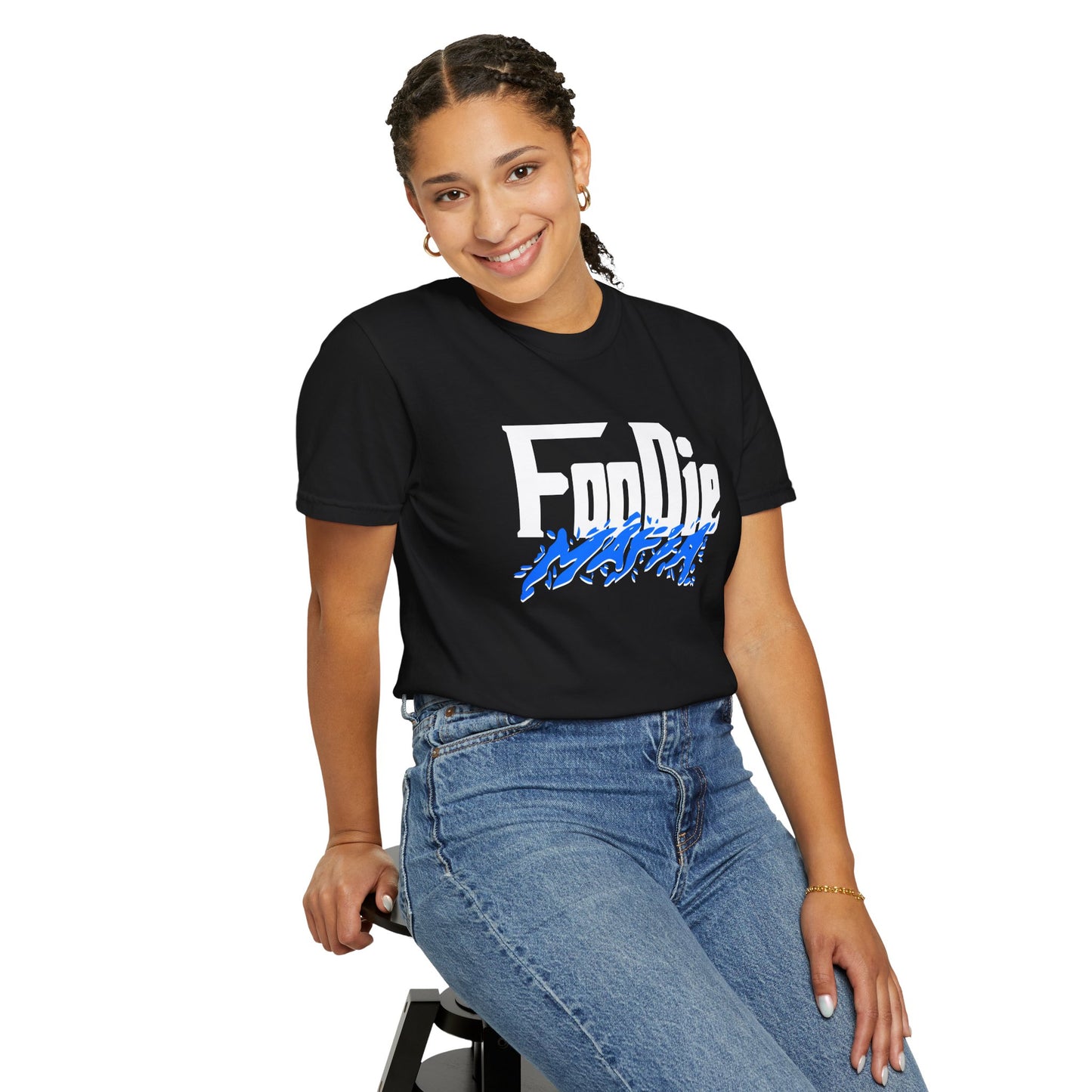 L.O.E.F White Foodie Mafia Unisex Tee Shirt (Blue)