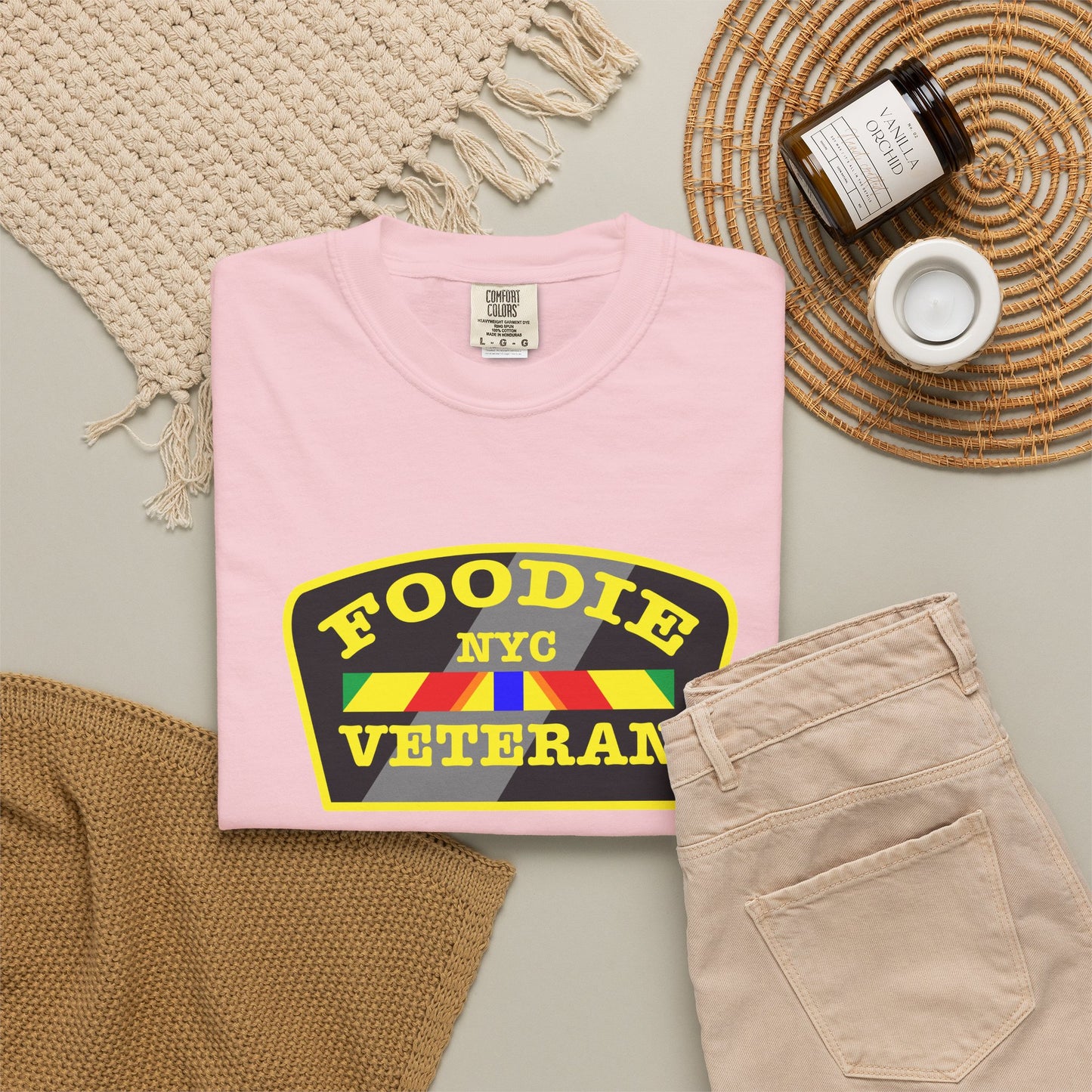 L.O.E.F Foodie Veteran NYC Unisex Tee Shirt (Yellow)