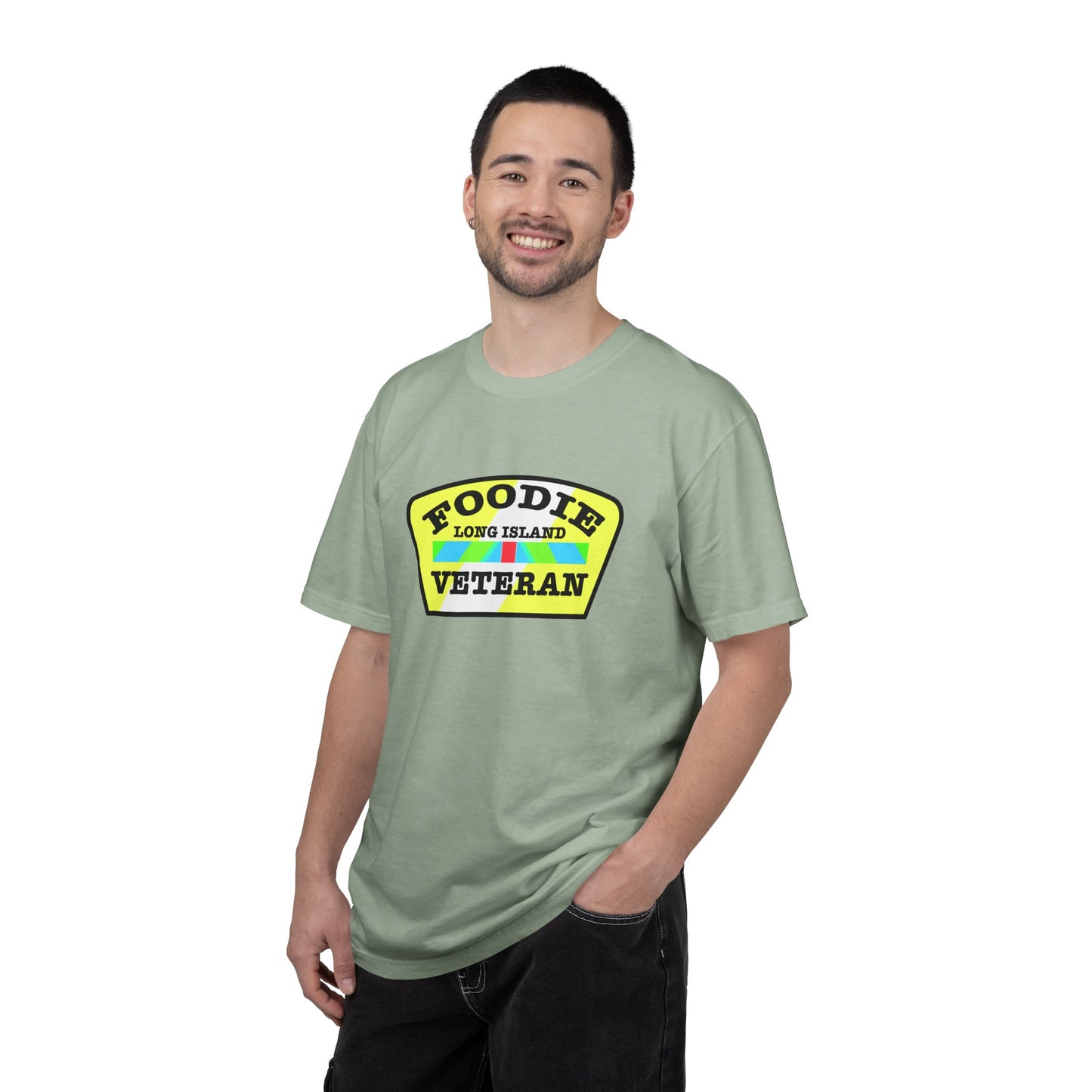 L.O.E.F Foodie Veteran Long Island Unisex Tee Shirt (Black and Yellow)