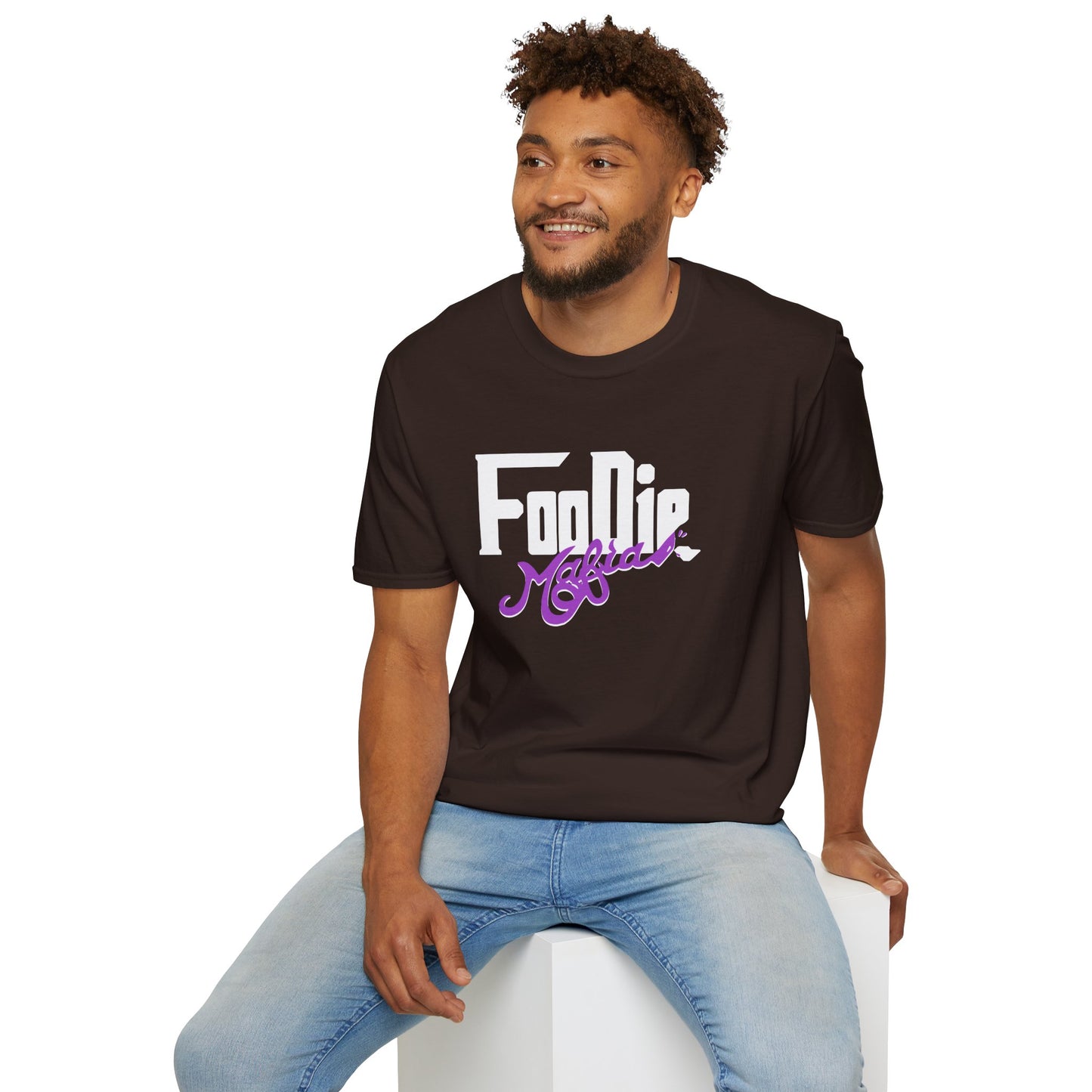 L.O.E.F White Foodie Mafia Unisex Tee Shirt  (Purple)