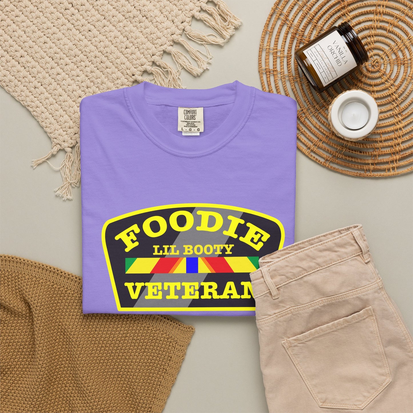 L.O.E.F Foodie Veteran LIL BOOTY Unisex Tee Shirt (Yellow)